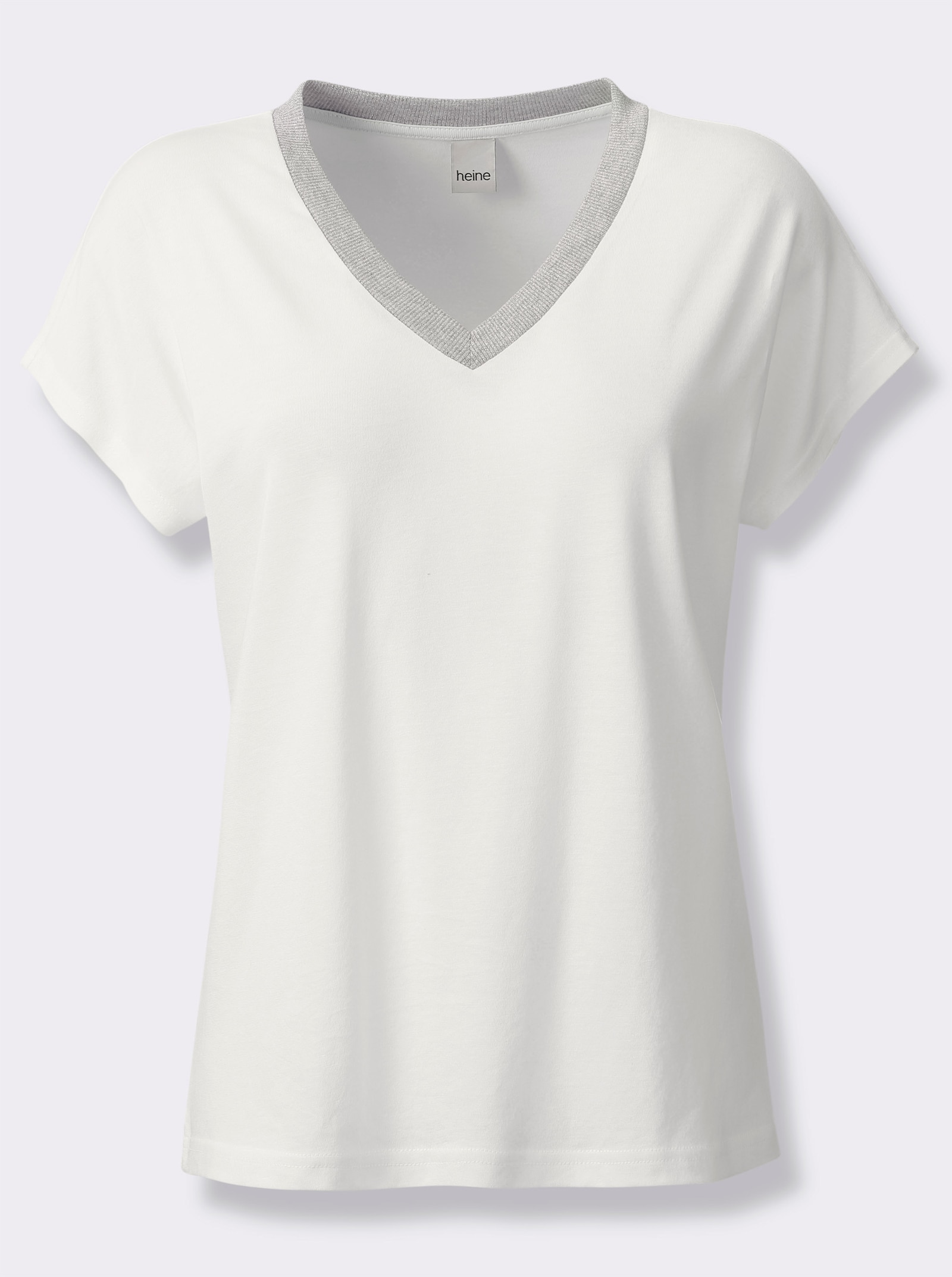 heine V-Shirt mit überschnittenen Schultern - ecru