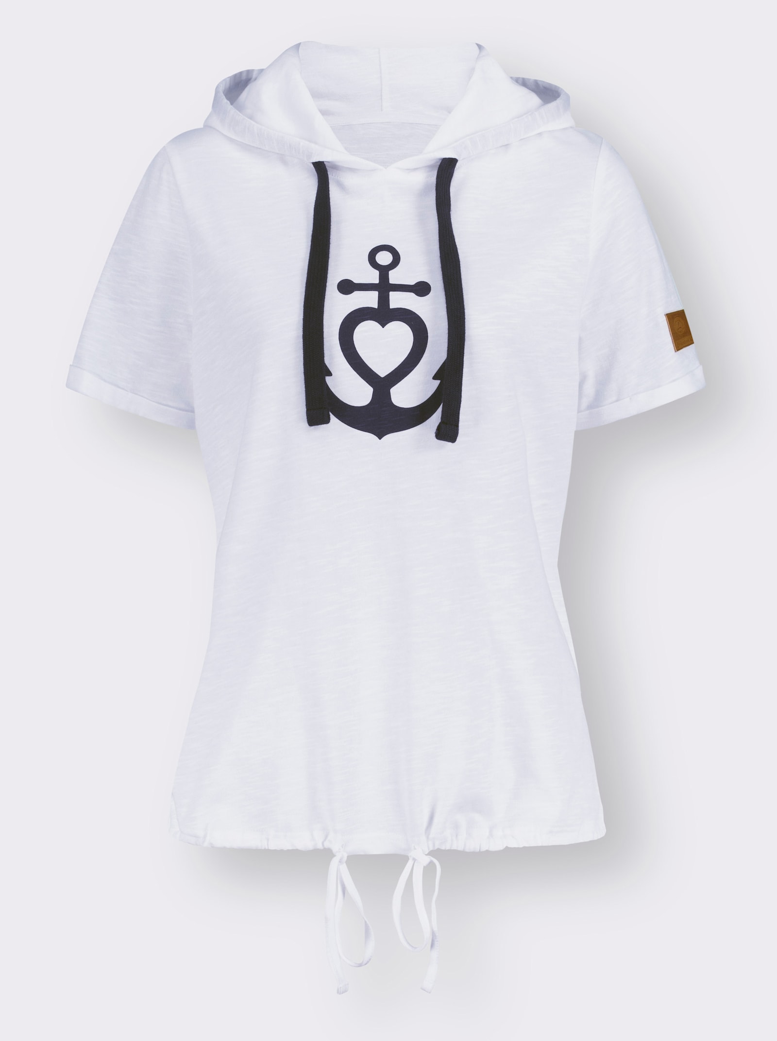 Kapuzenshirt mit kurzen Ärmeln - weiß-marine