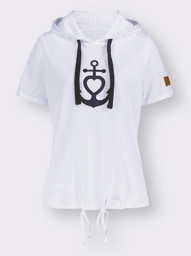 Kapuzenshirt - weiß-marine