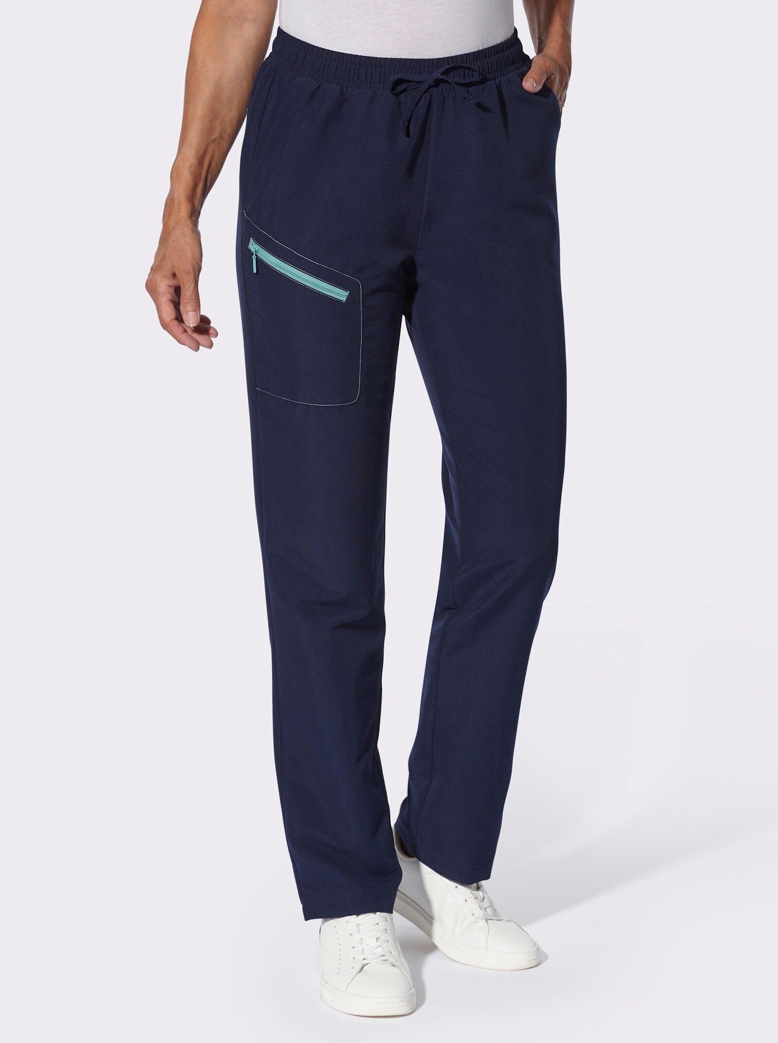 Freizeithose mit Reißverschluss-Tasche - marine