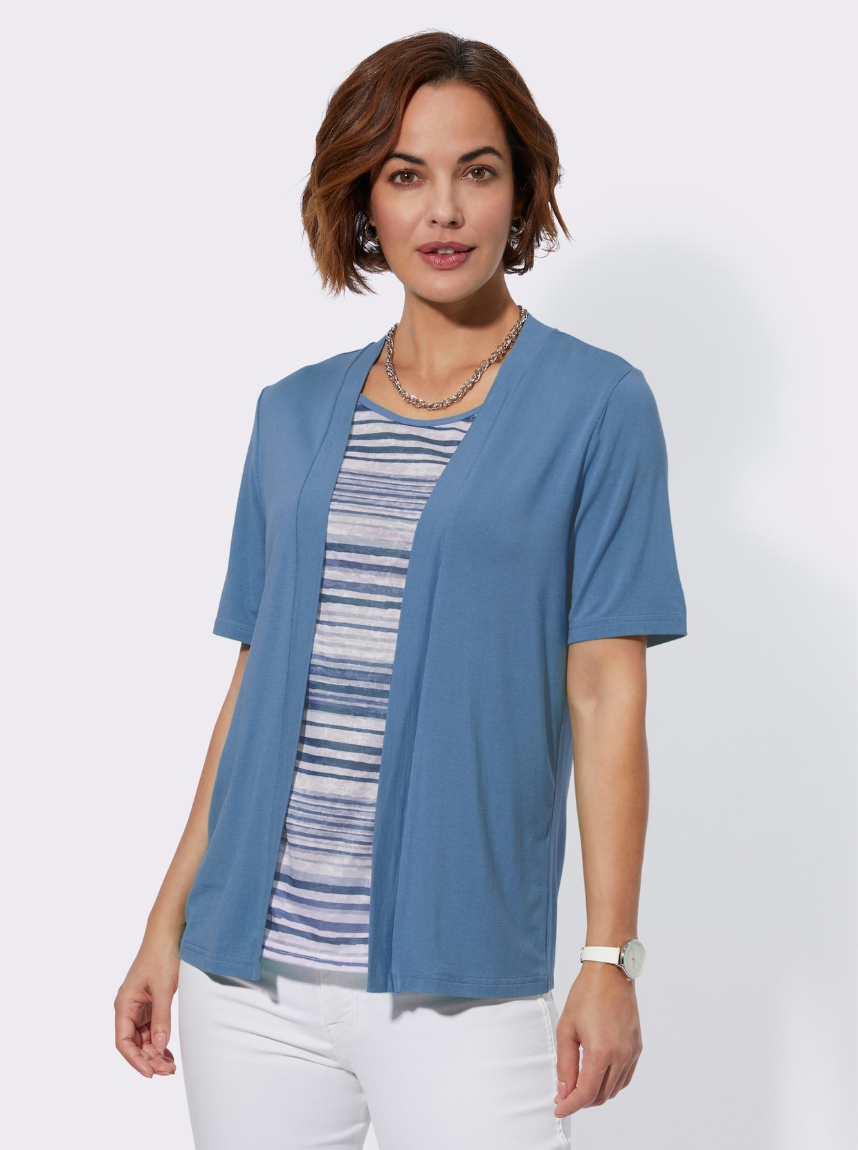 2-in-1-Shirt - mittelblau