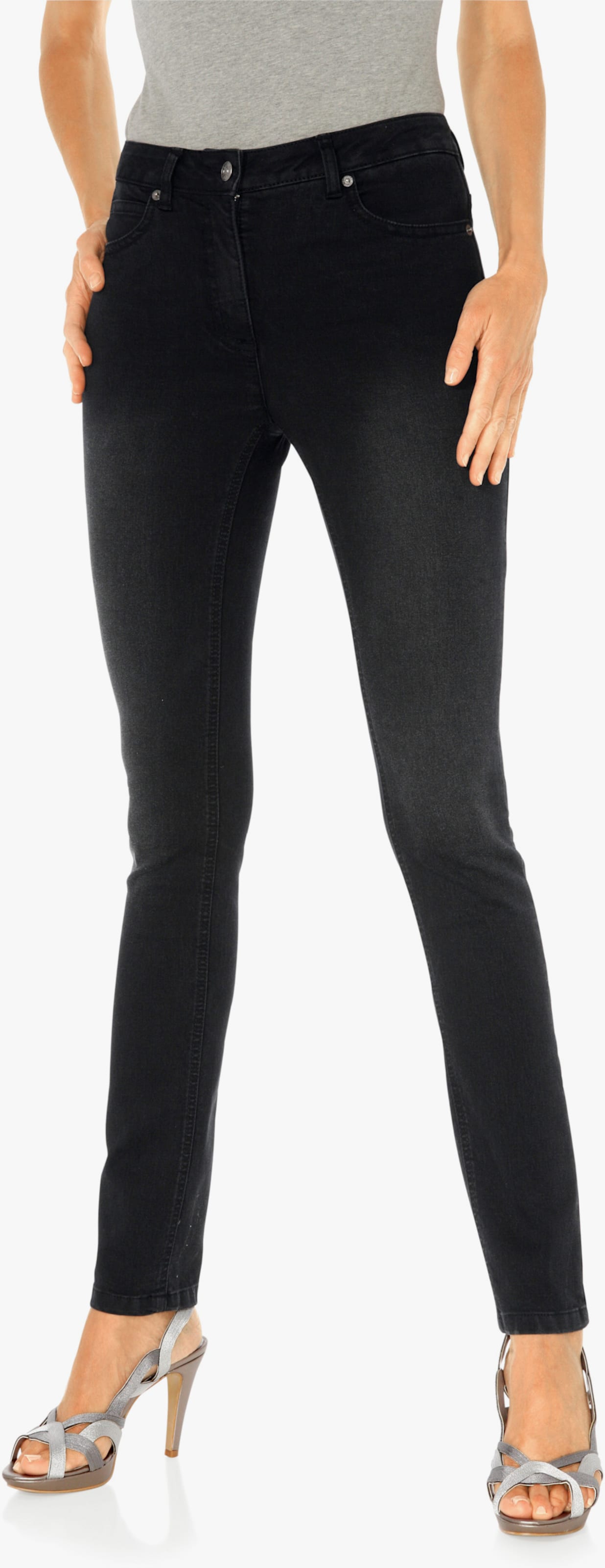 heine Skinny Jeans im Used-Look - black denim