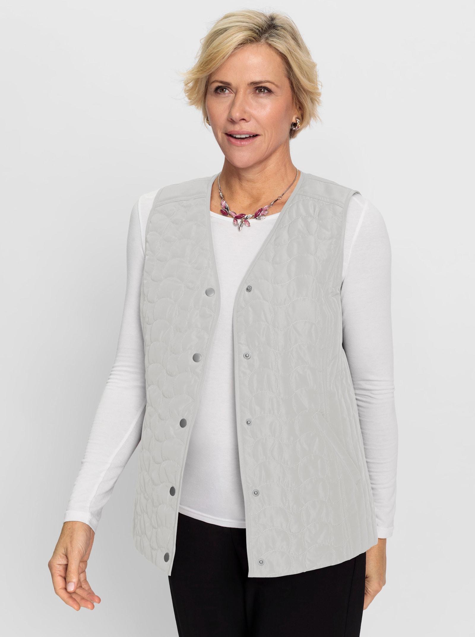 Bodywarmer van microgaren - lichtgrijs