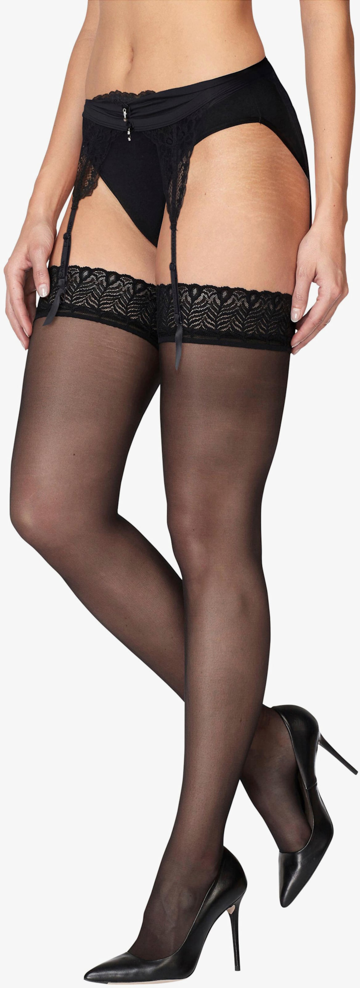 LASCANA Strapsstrümpfe - schwarz