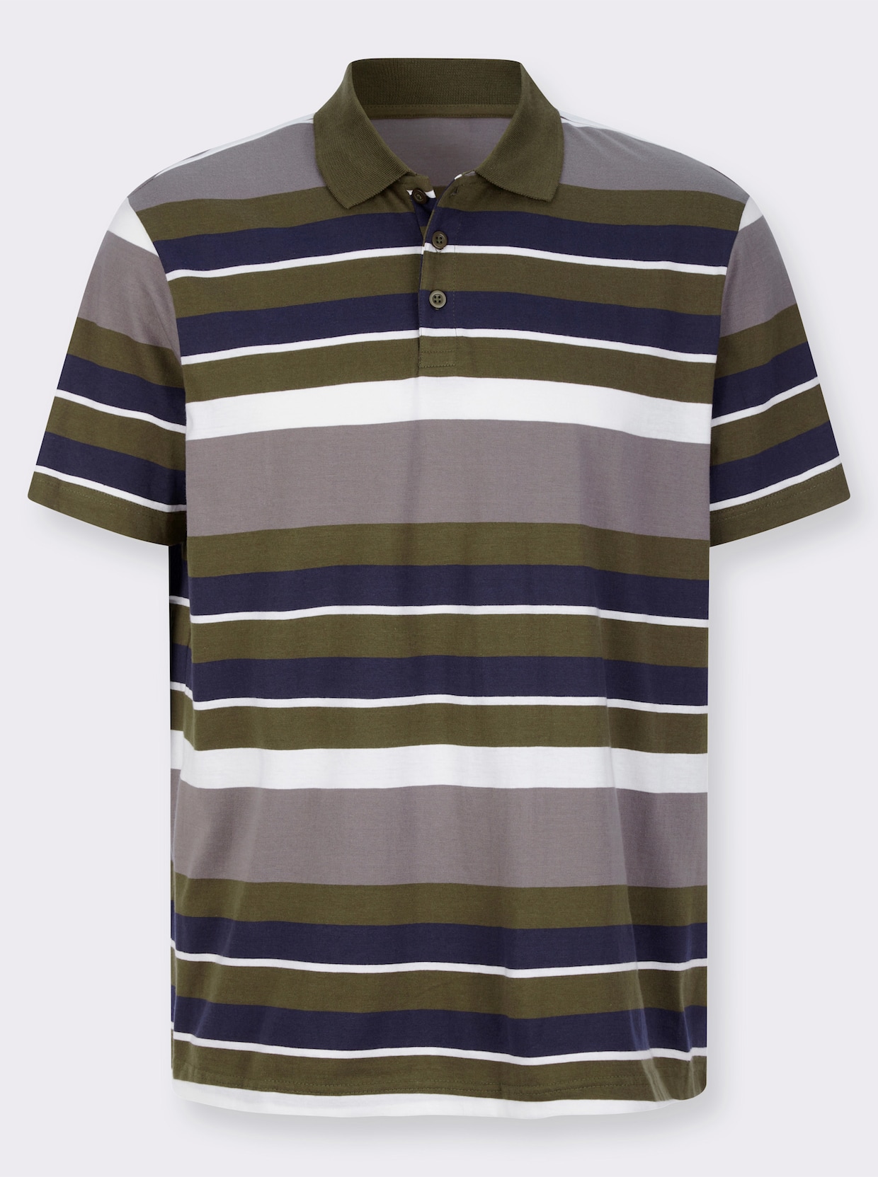 Poloshirt - oliv-weiß-geringelt