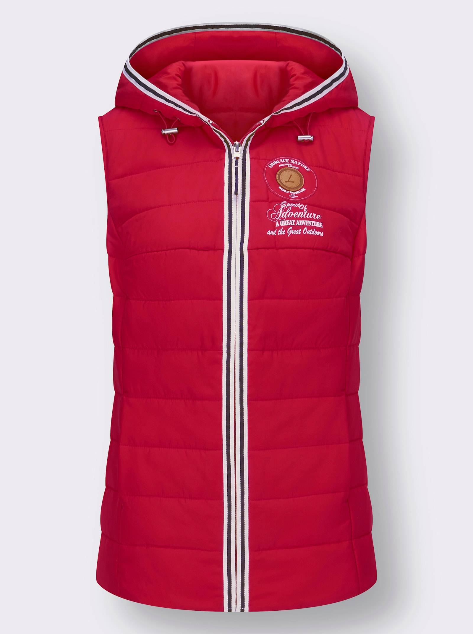 Gilet met capuchon en Adventure-opdruk - rood