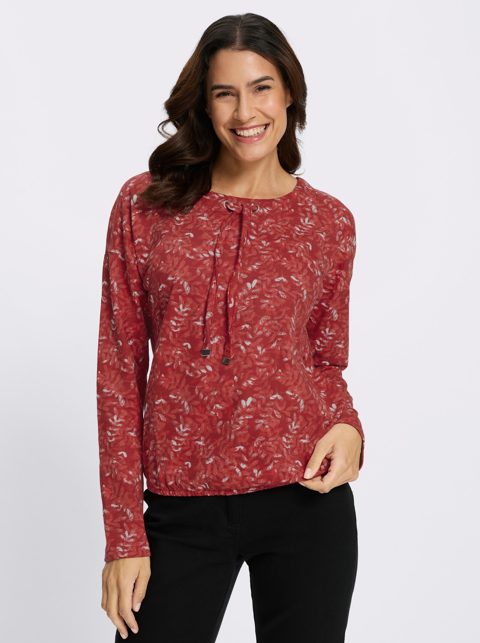 Print-Shirt - kirsche-grau-bedruckt