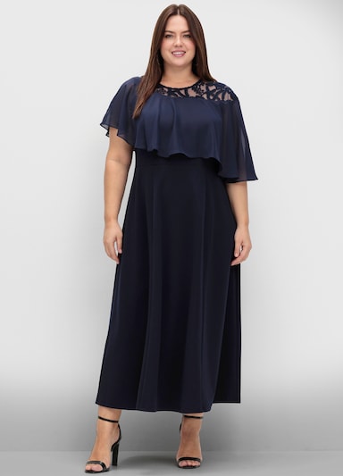 sheego Abendkleid mit Chiffon-Cape - marine