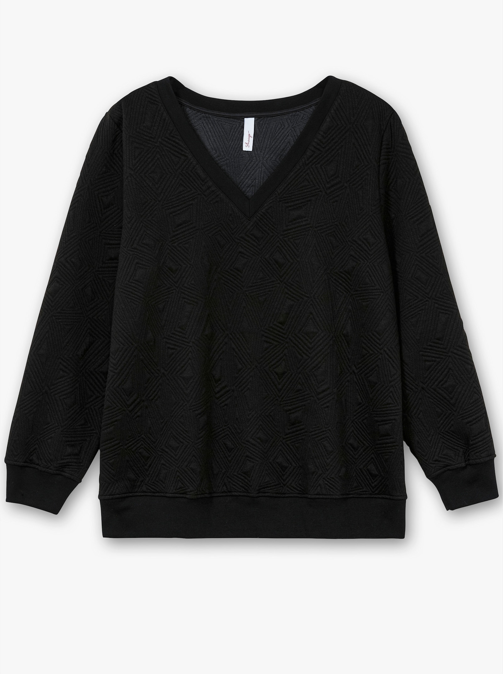 sheego Sweatshirt mit gestepptem Muster - schwarz
