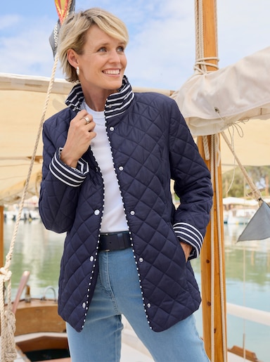 Steppjacke mit Streifen-Details - marine