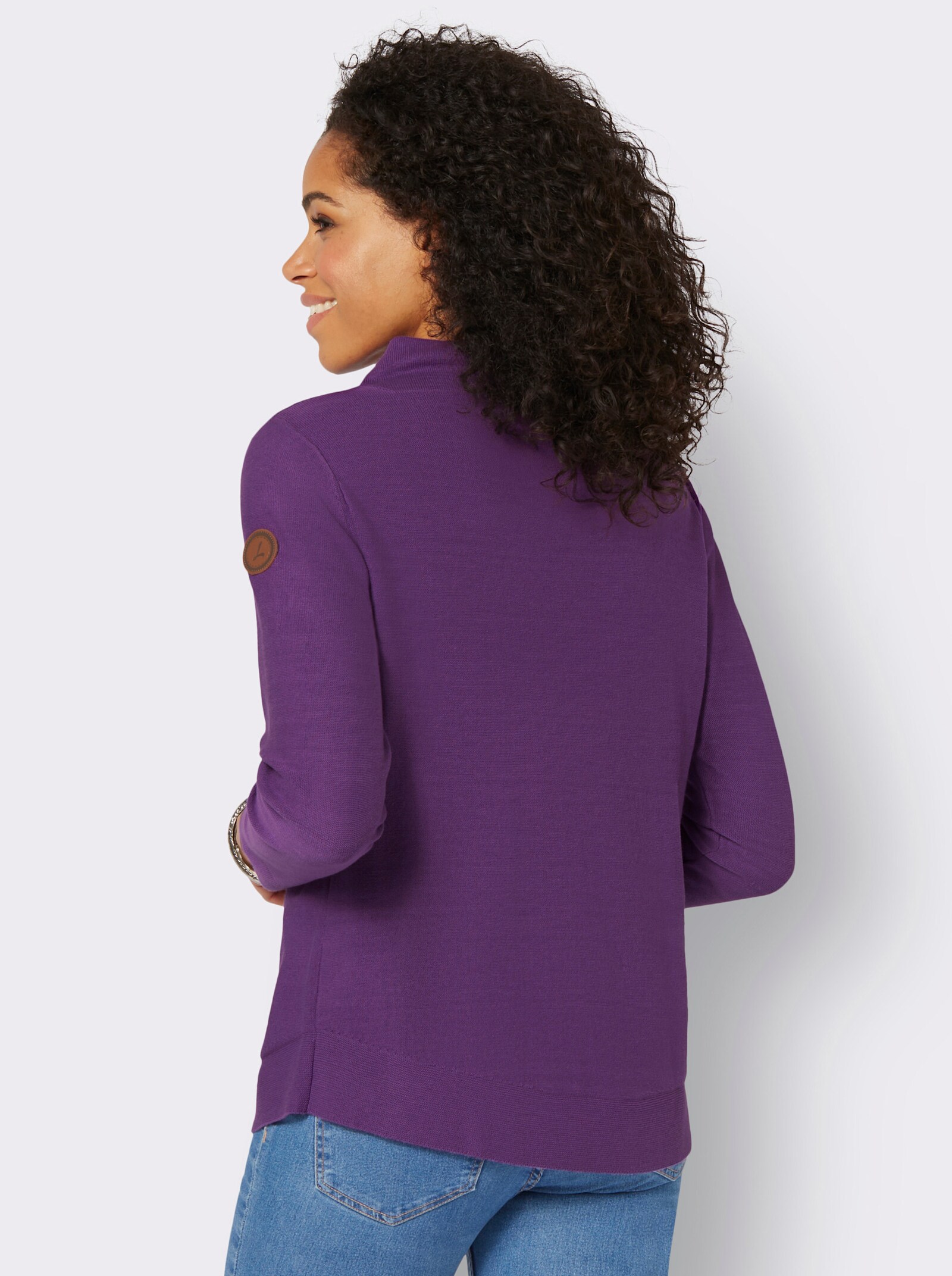 Stehkragenpullover mit Linksstrick-Muster - lila