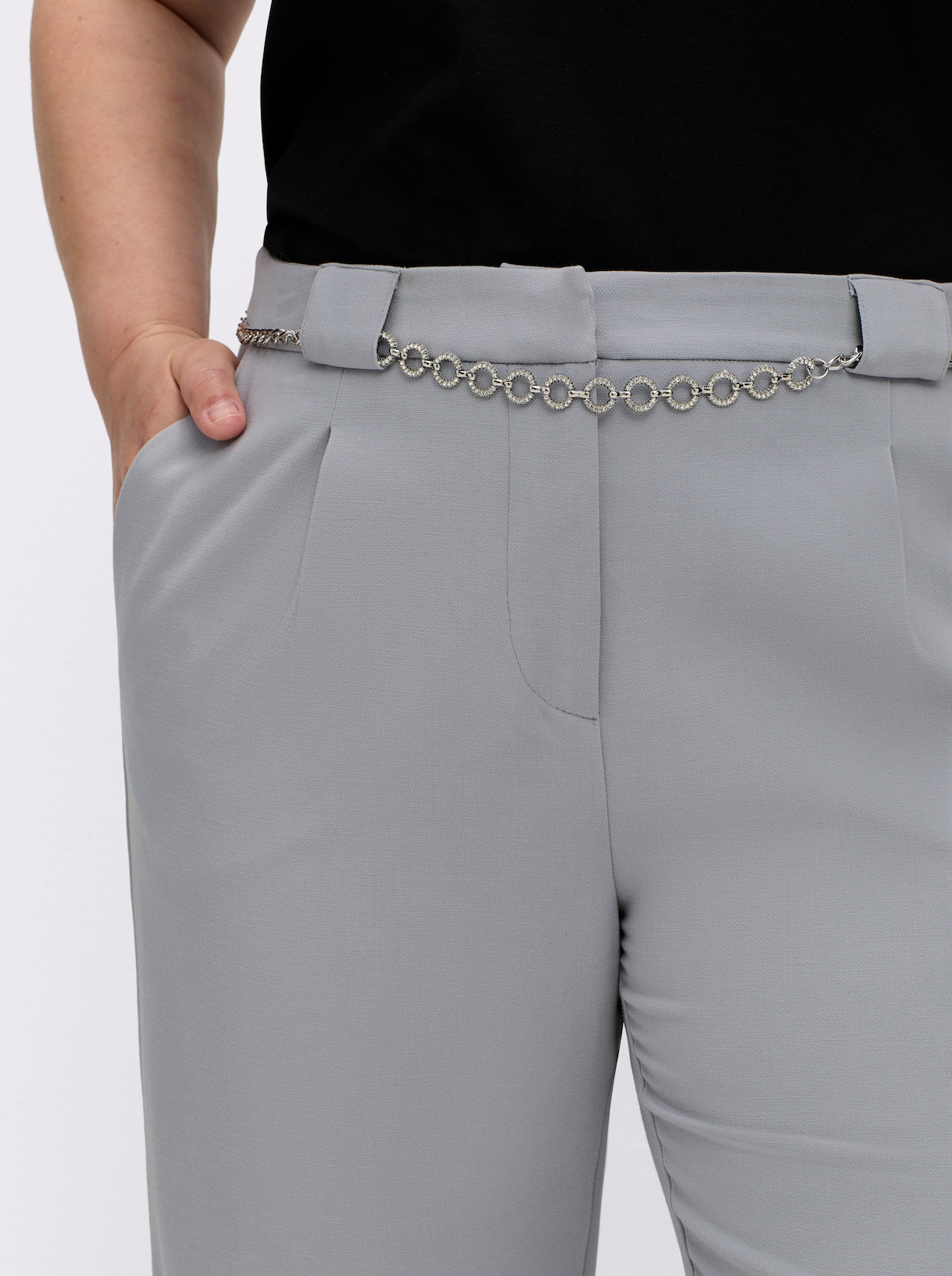 Webhose inklusive Ketten-Gürtel - steingrau