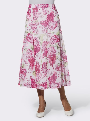 Rok - ecru/fuchsia geprint