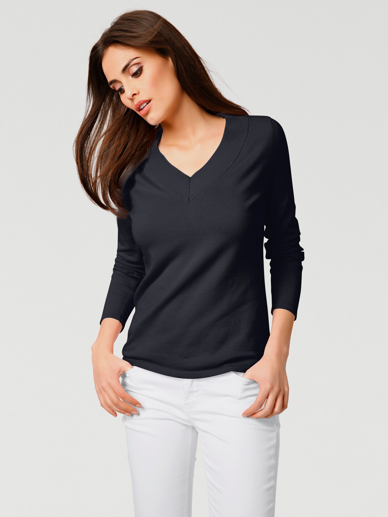 heine Pullover met V-hals - marine