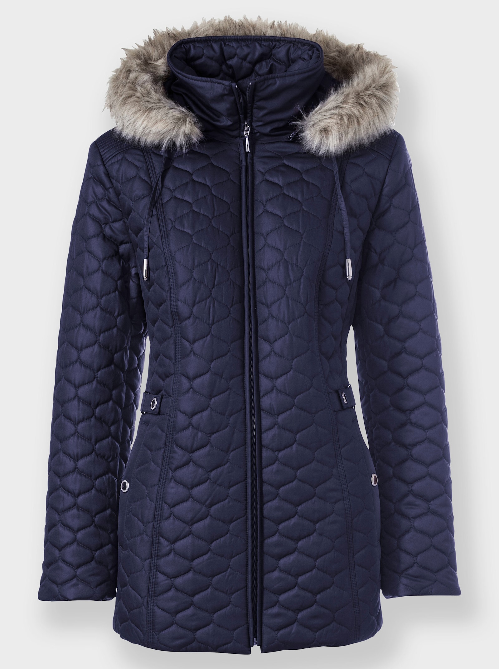 Kapuzenjacke mit Rautensteppung - marine