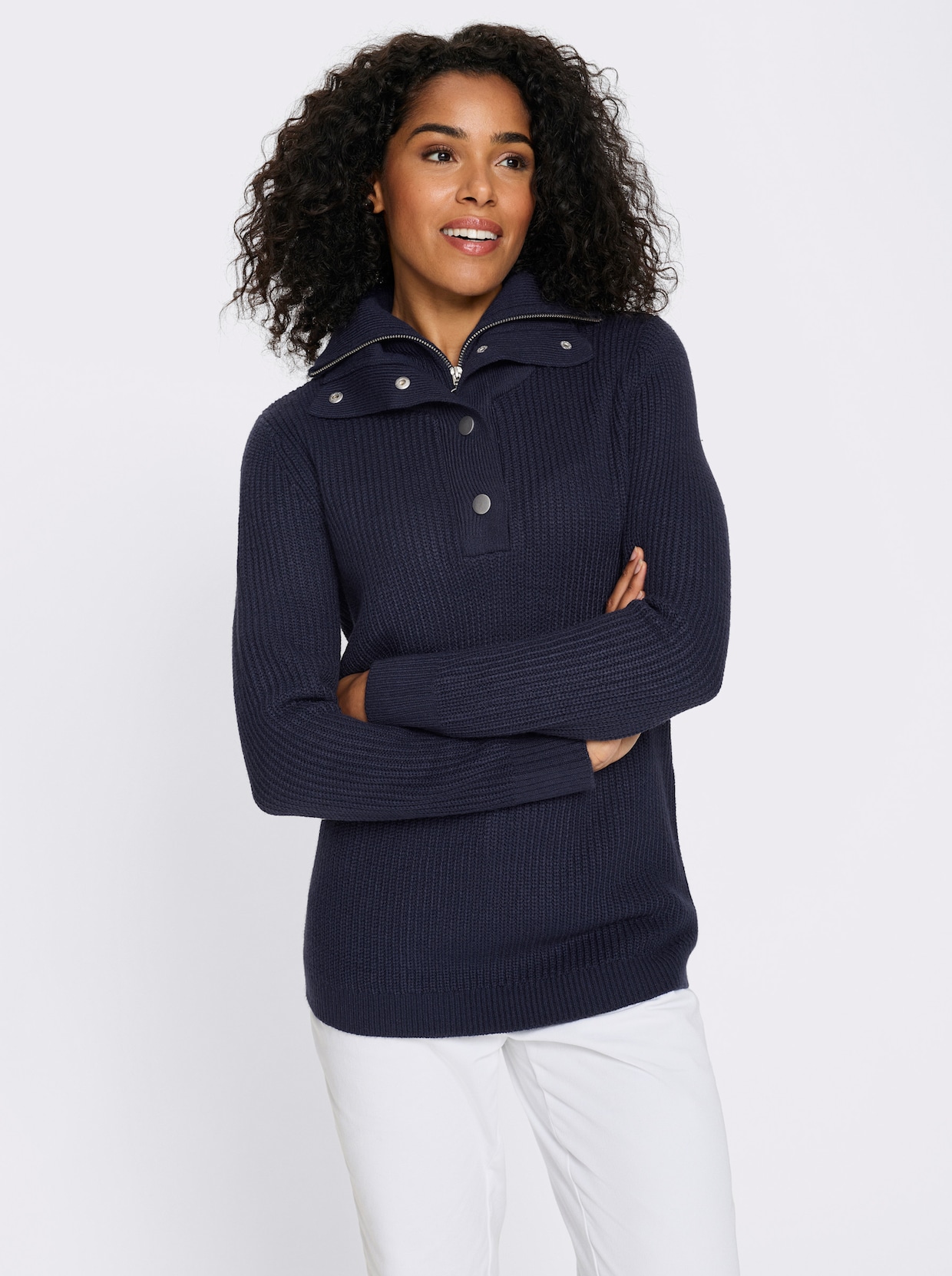 Troyer mit doppeltem Kragen - marine