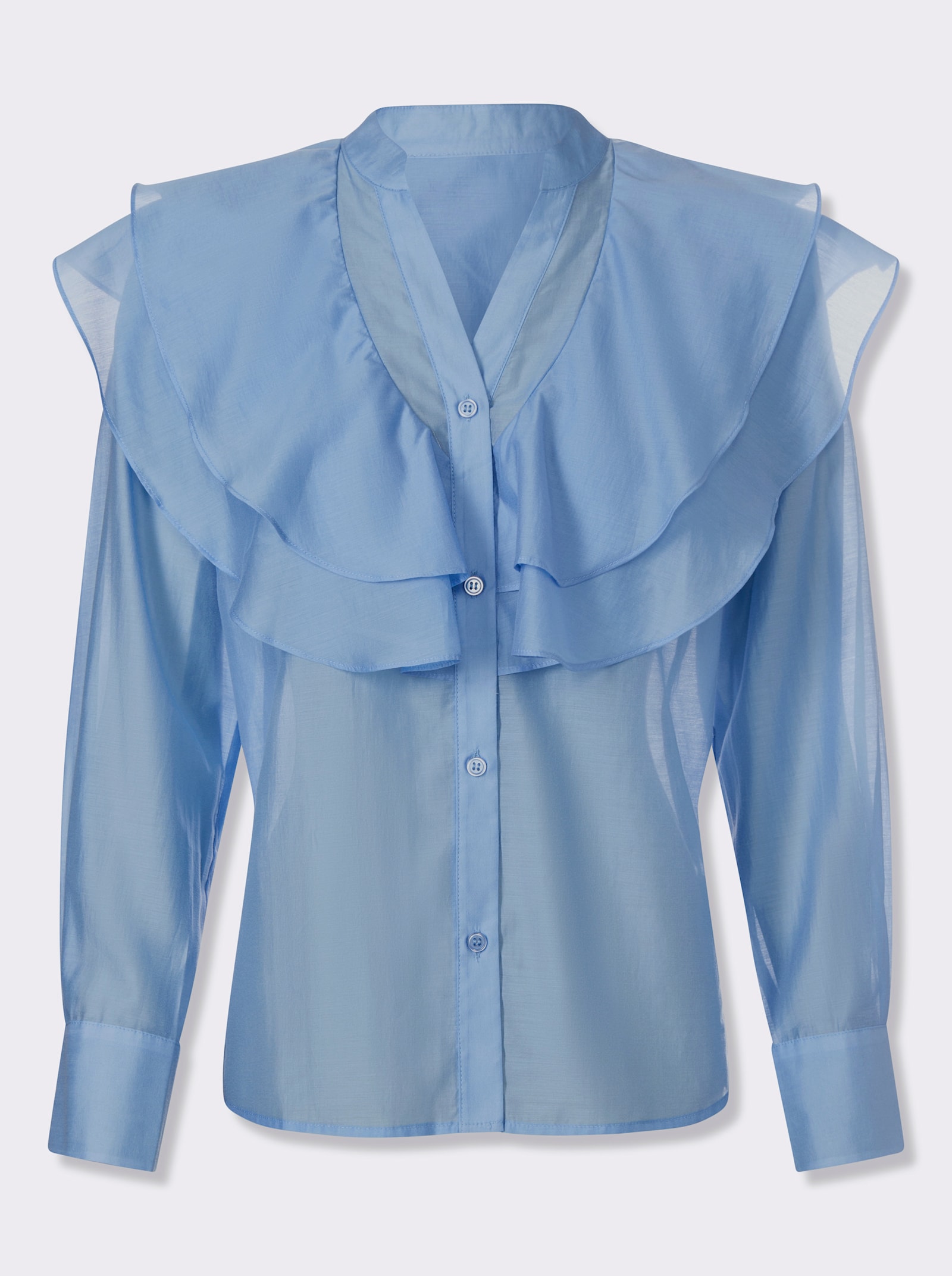heine Volantbluse mit Langarm - himmelblau