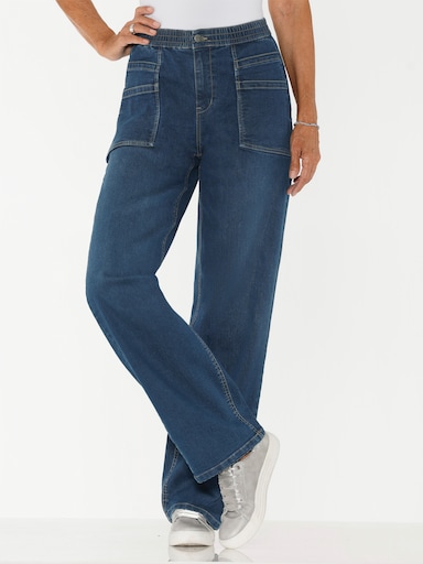 Jeans mit weit geschnittenen Beinen - blue-stone-washed
