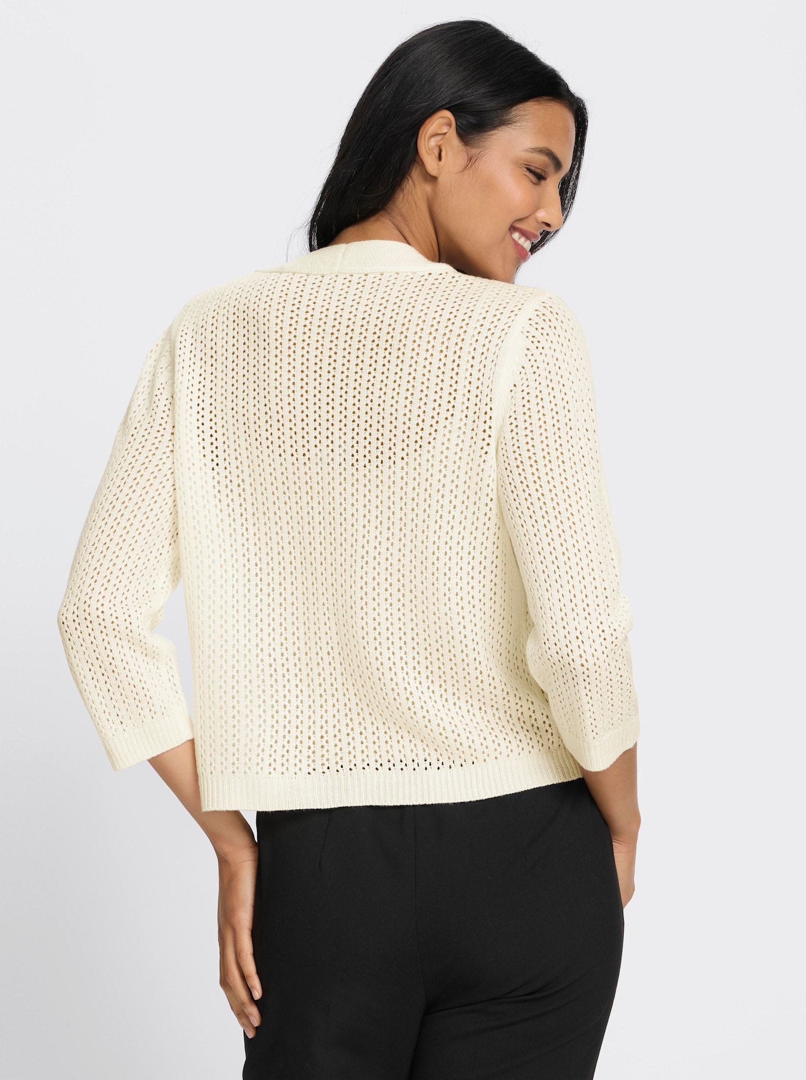 Cardigan mit Ajour-Muster - ecru