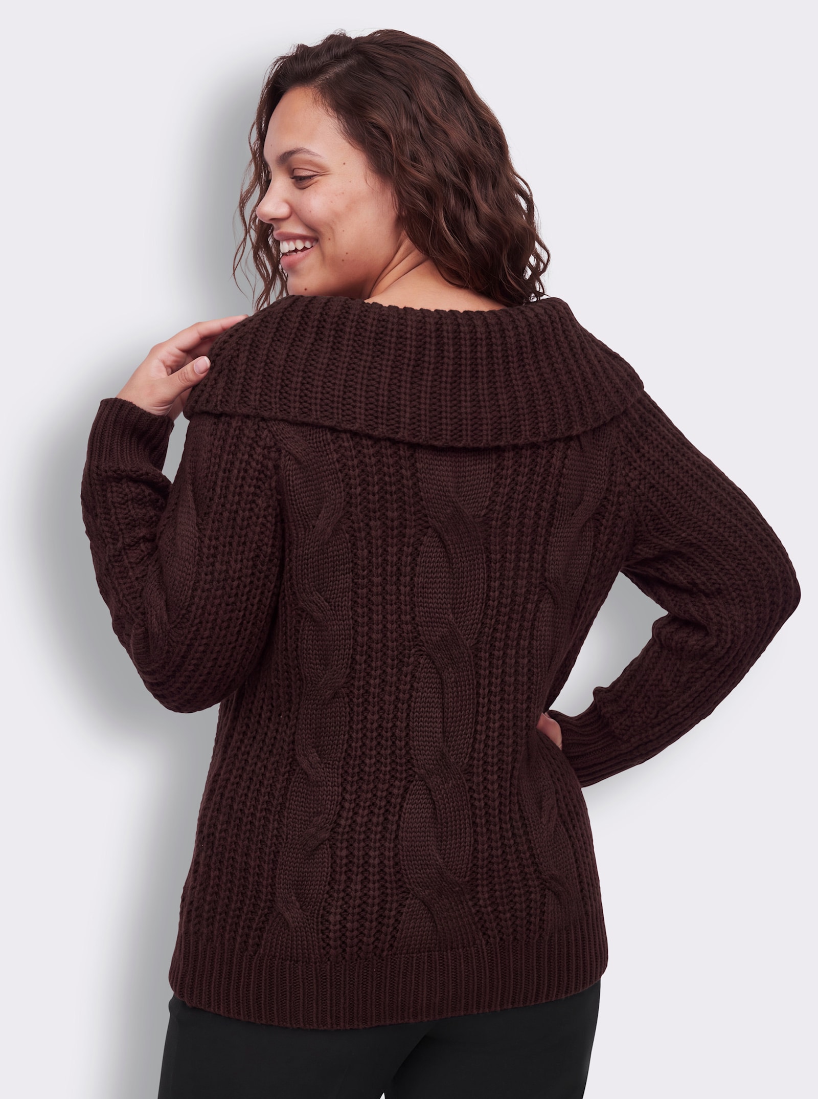 sheego by Joe Browns Rollkragenpullover mit Zopfmuster - burgund