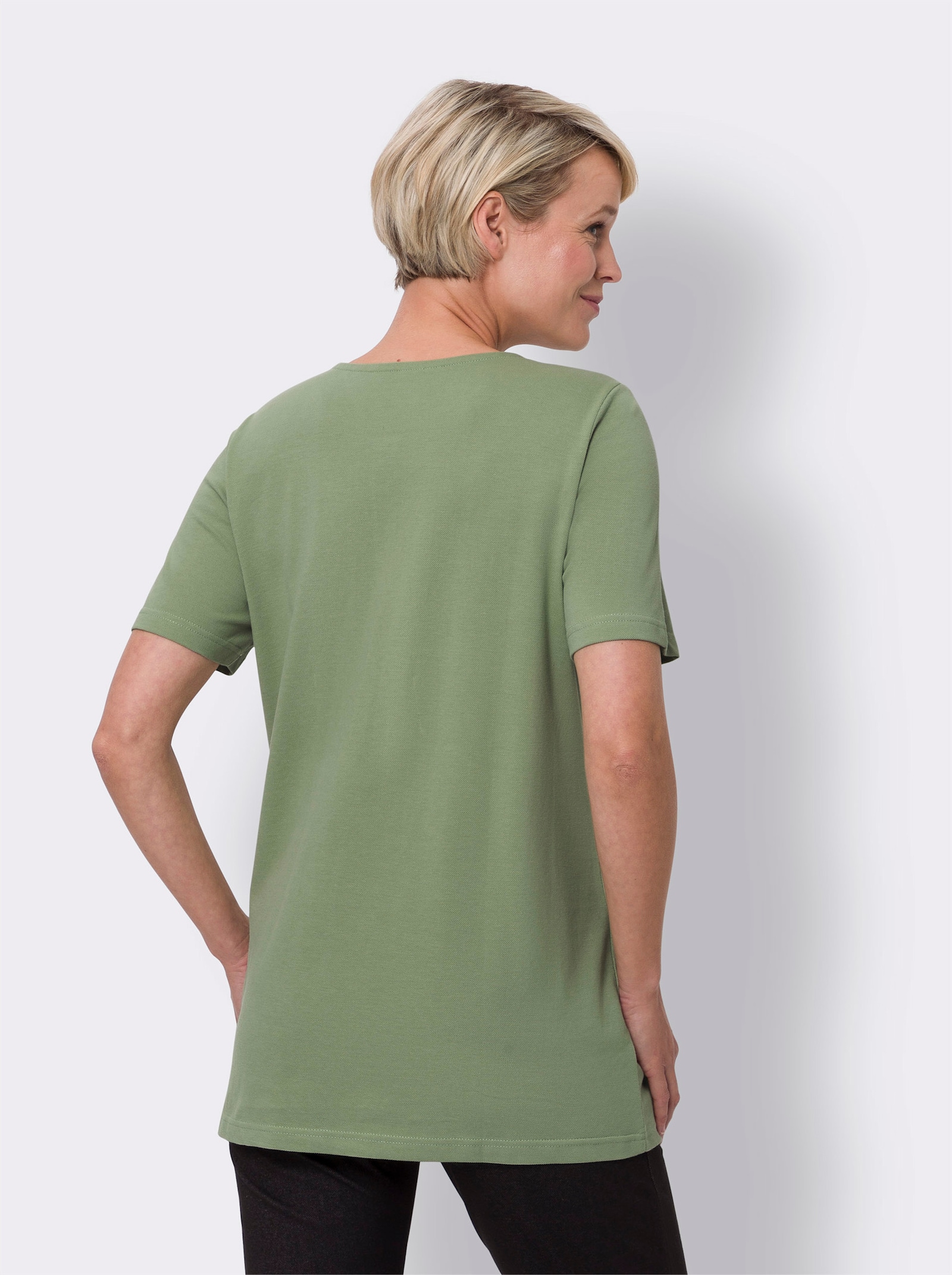 Longshirt in leichter A-Form - eucalyptus