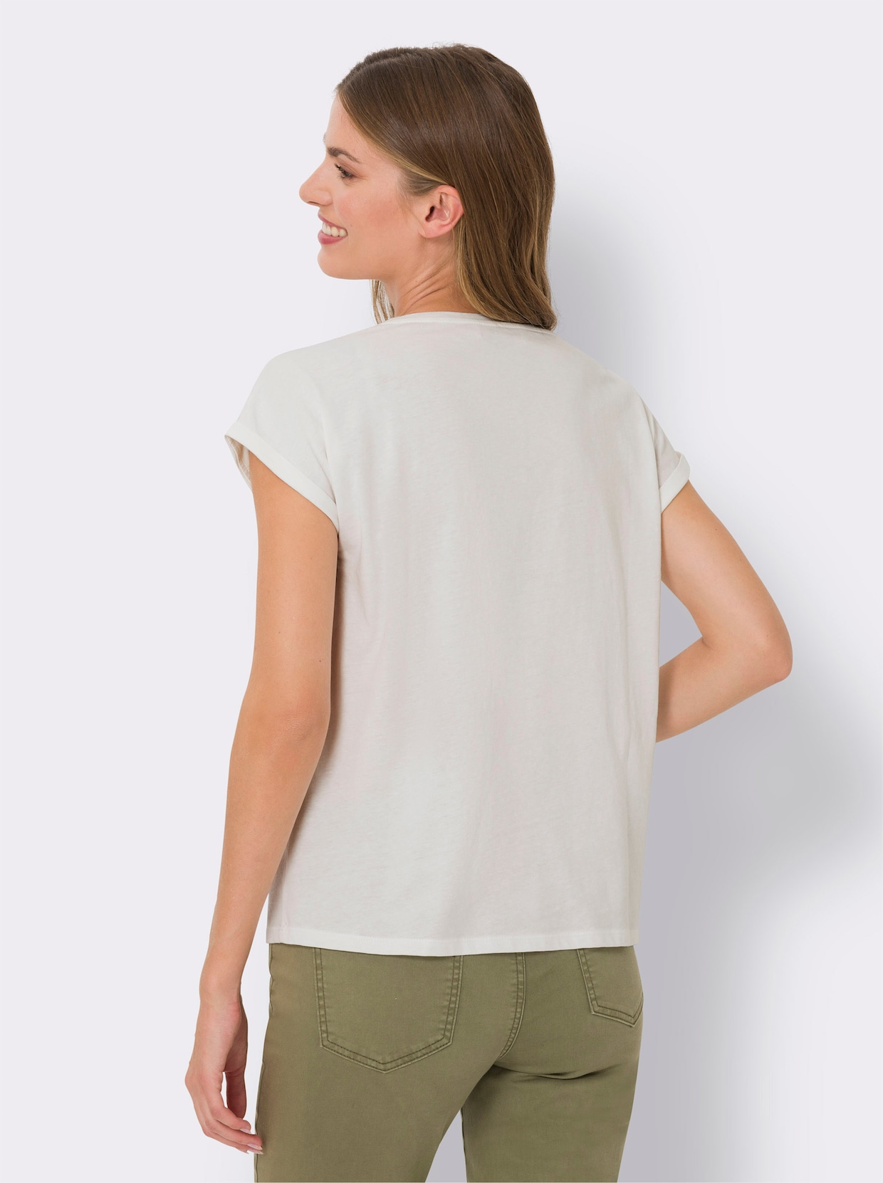 heine Shirt met ronde hals - ecru