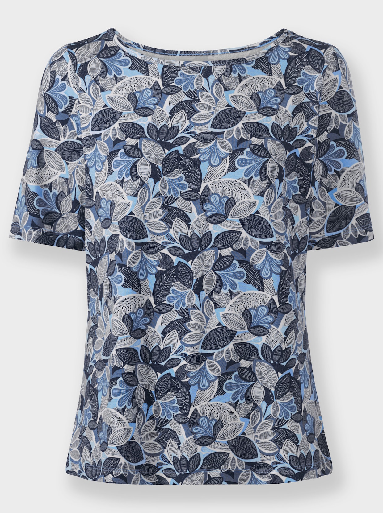 Print-Shirt - hellblau-marine-bedruckt