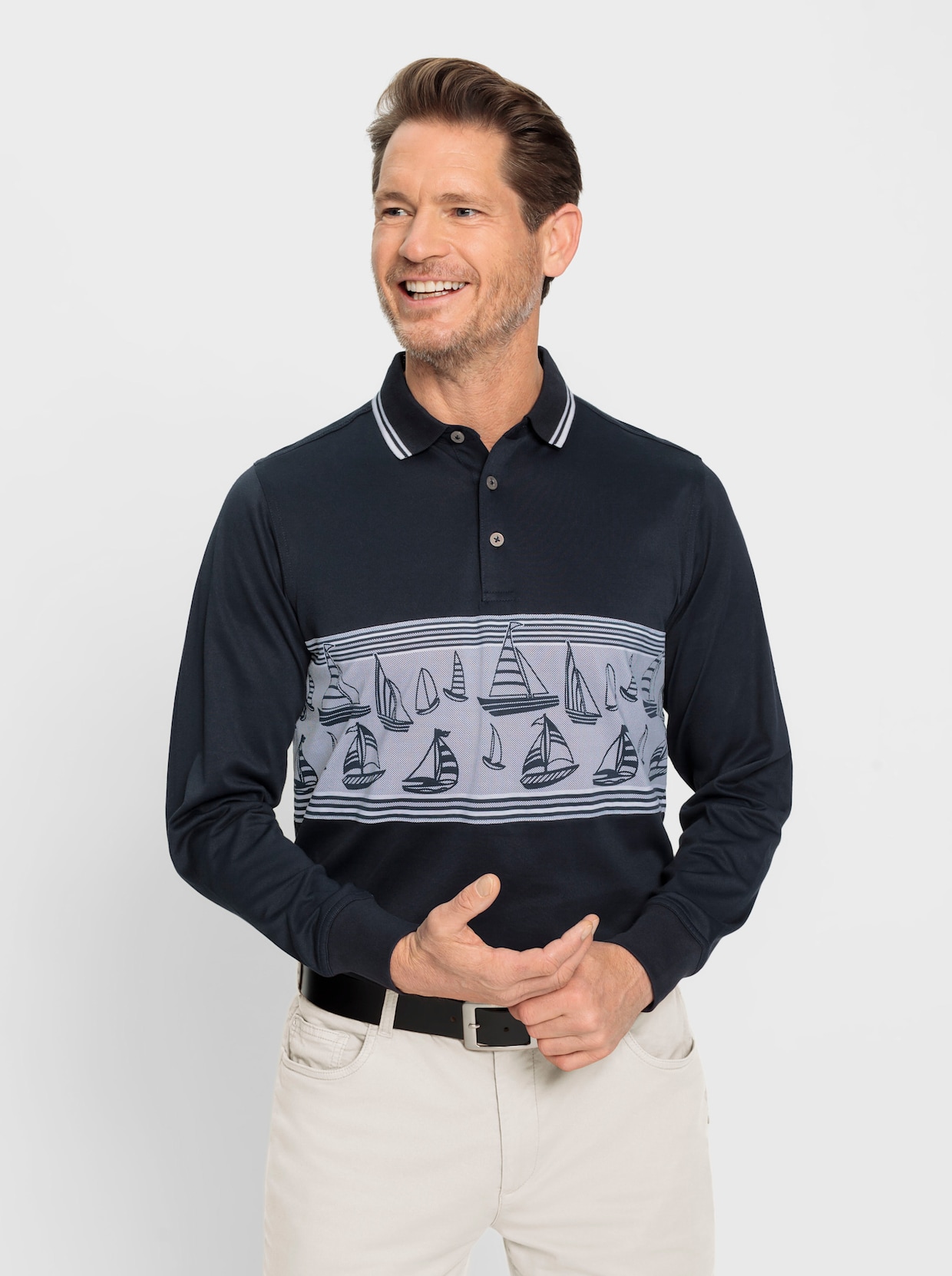 Poloshirt met lange mouwen - marine