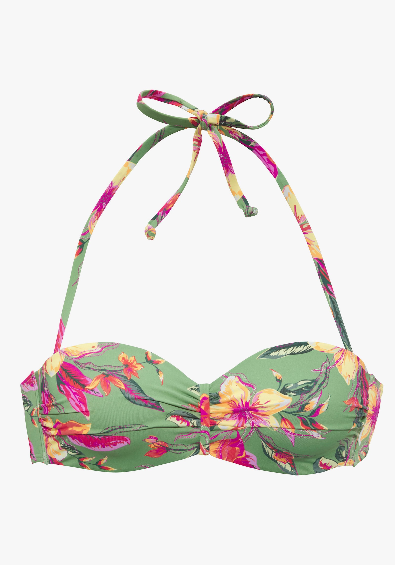 LASCANA Bandeaubikinitop met beugel - salie/pink bedrukt