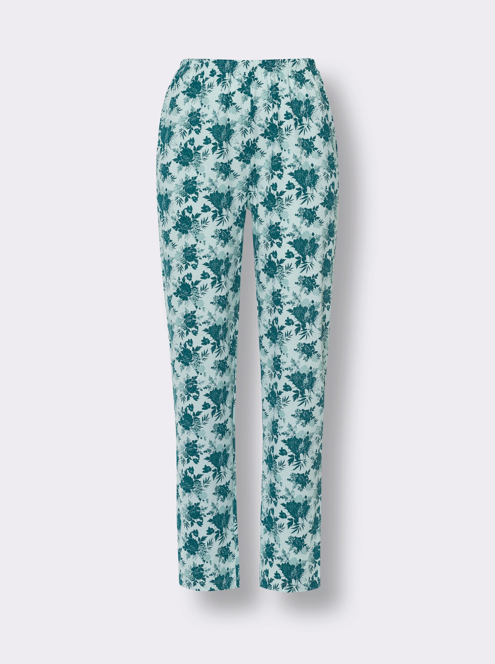 Pyžamo s 3/4 rukávy - jemně mátová-petrolejová-potisk