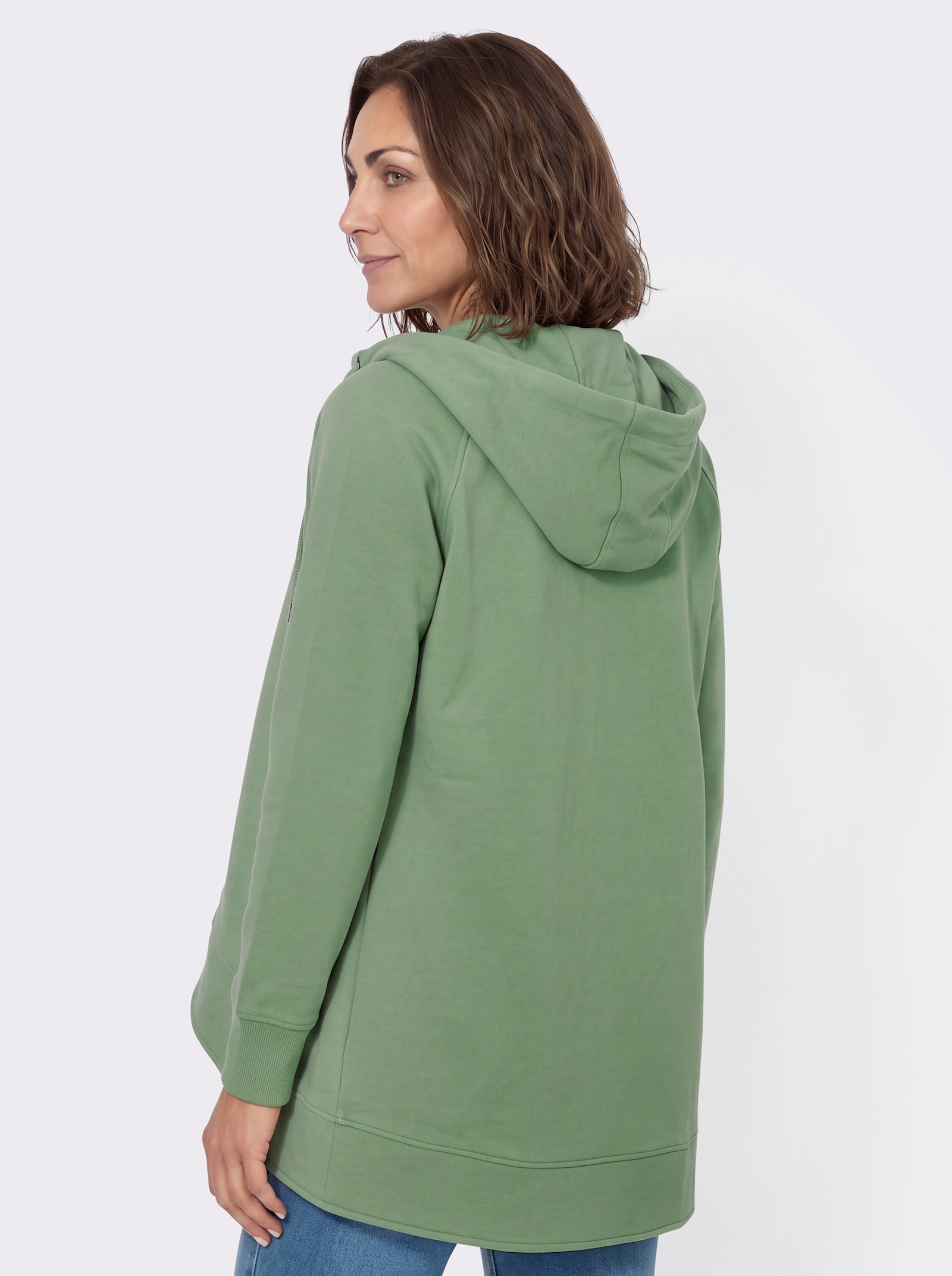 Sweatjacke mit Leistentaschen - eucalyptus