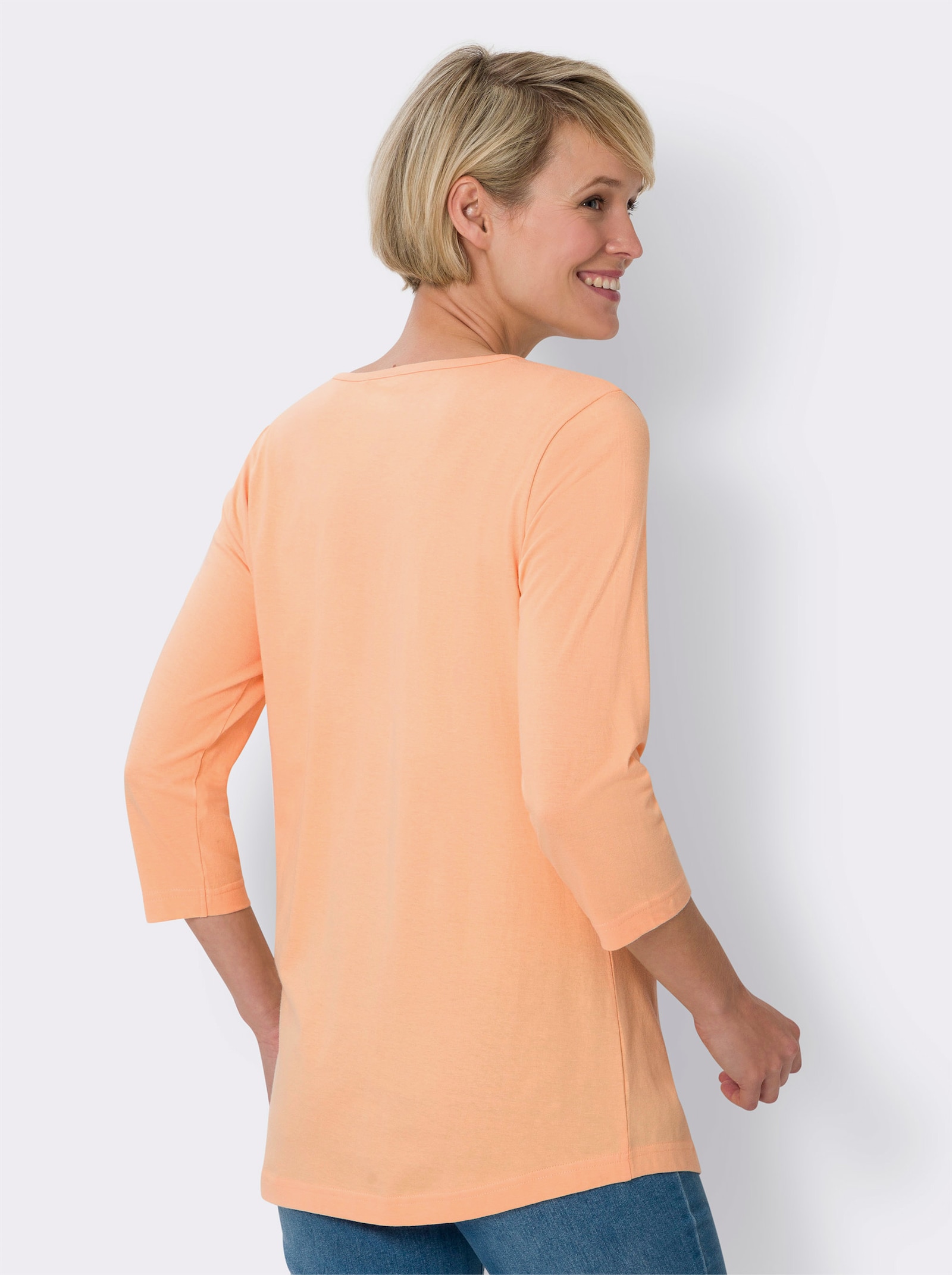 Lang shirt per 2 stuks - hemelsblauw + apricot