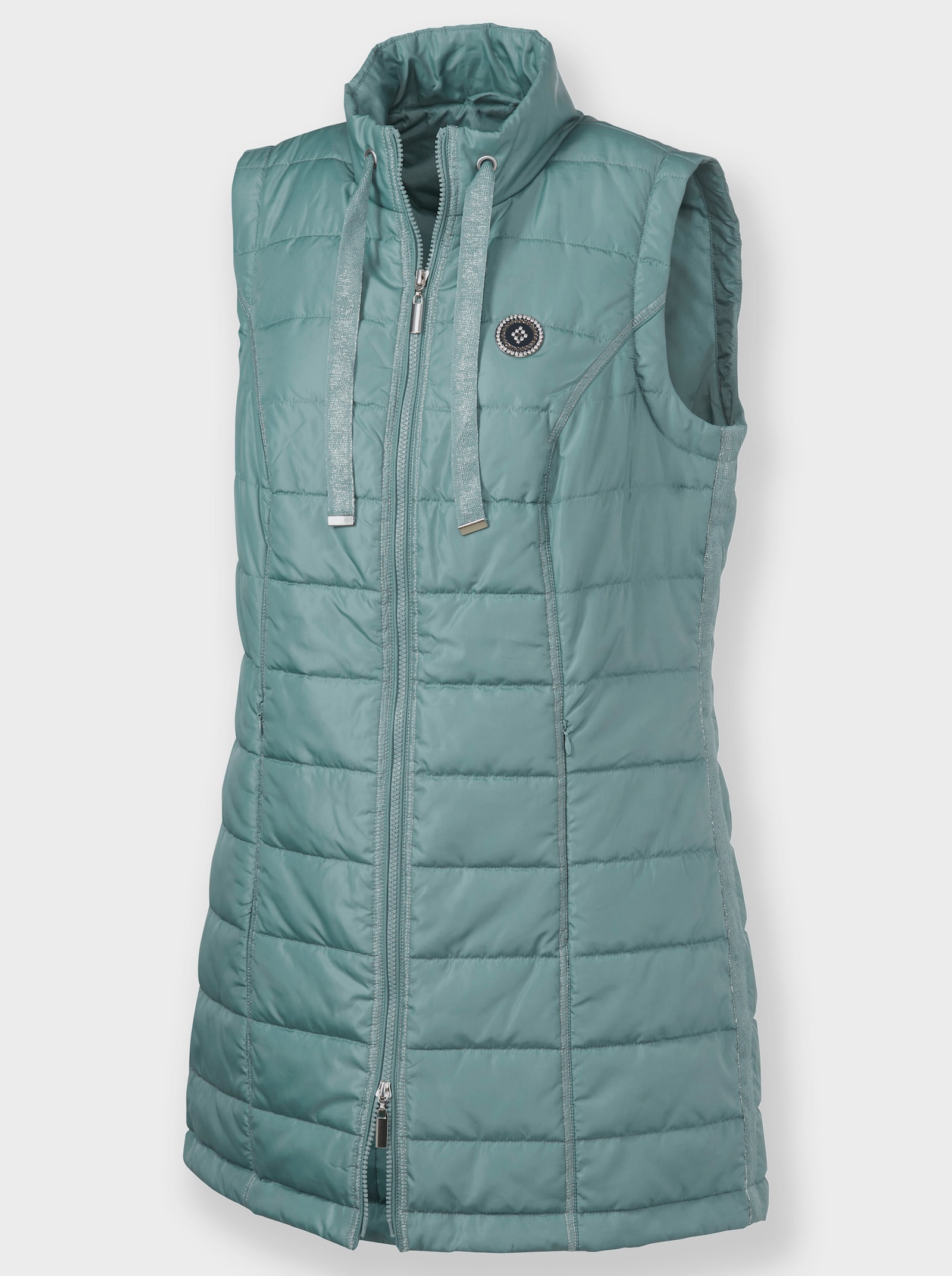 Longweste mit 2-Wege-Reißverschluss - jade