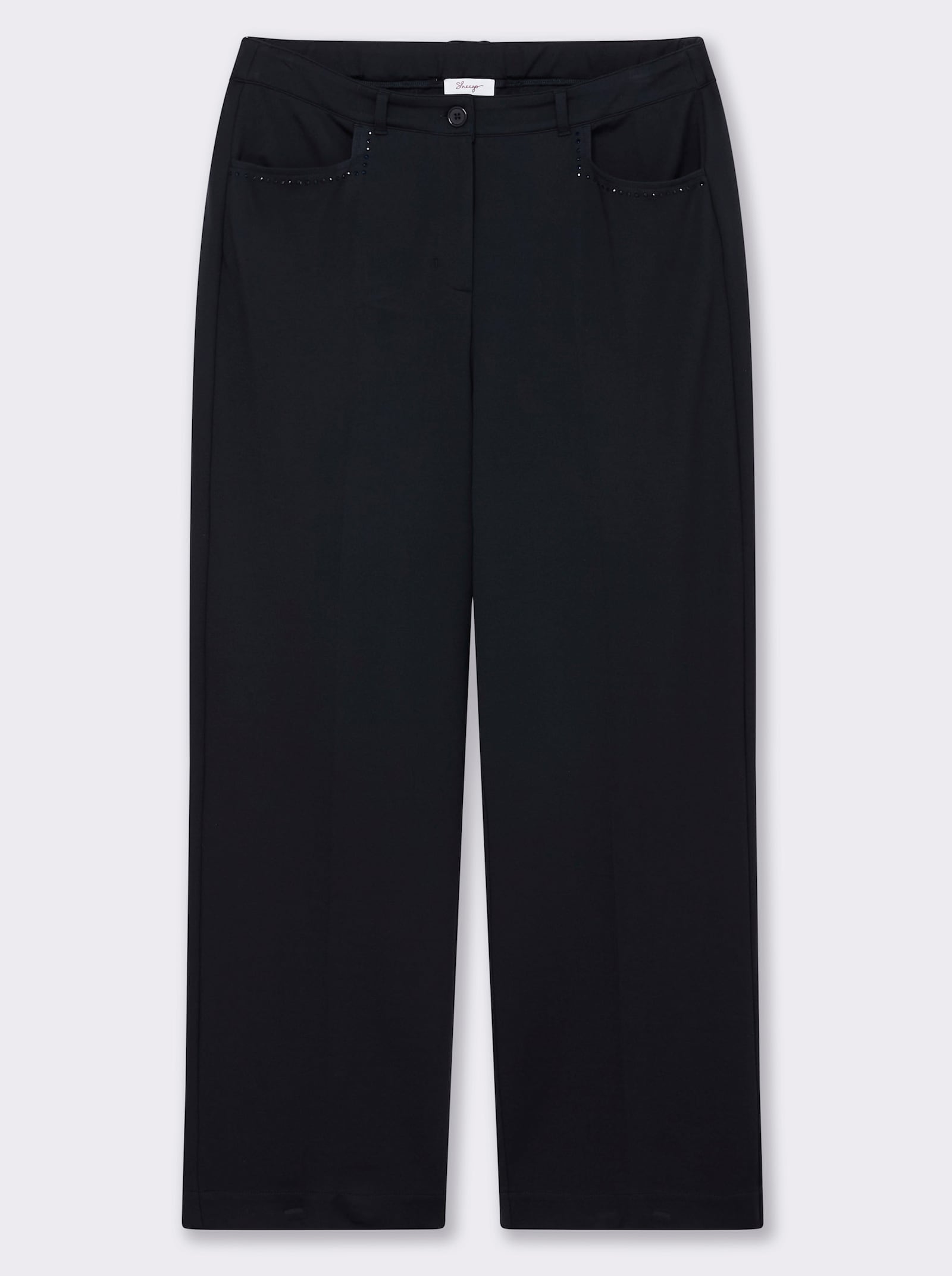 sheego Jerseyhose in weiter Beinform, mit Dehnbund - tiefblau