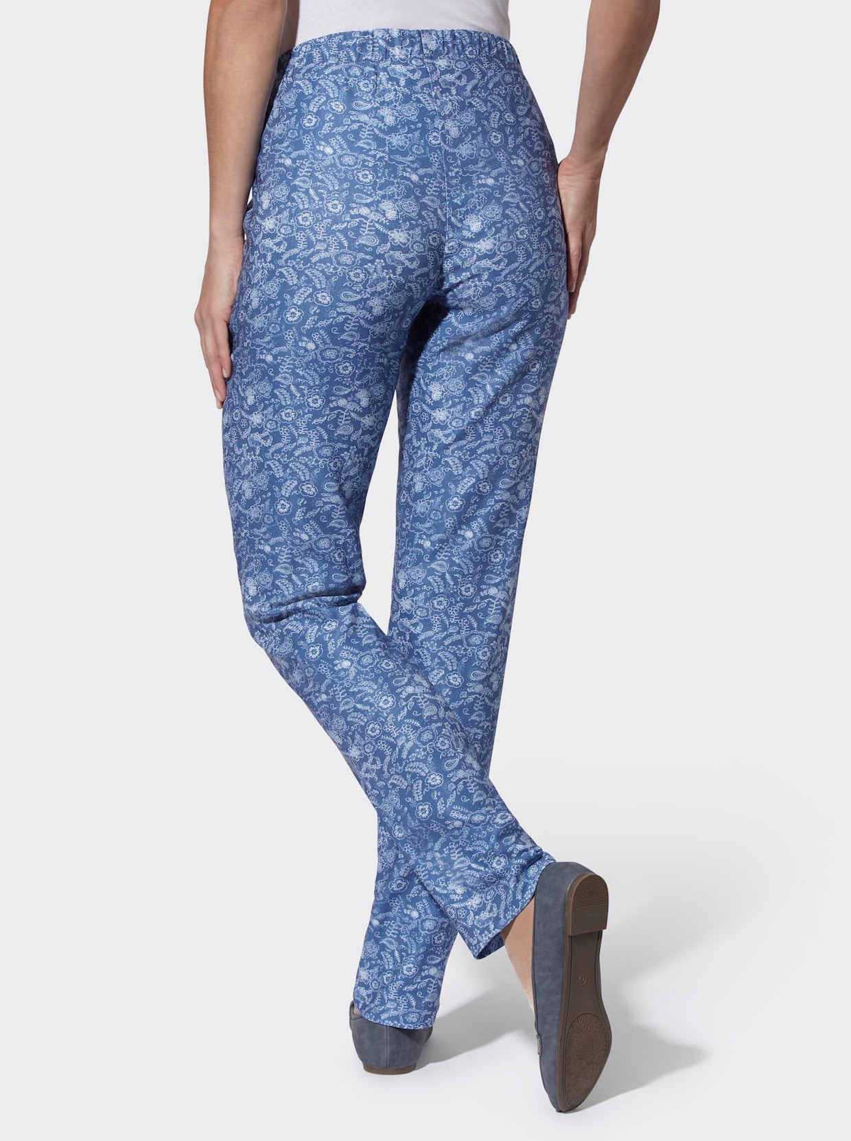 Bedrukte broek - marine + jeansblauw bedrukt