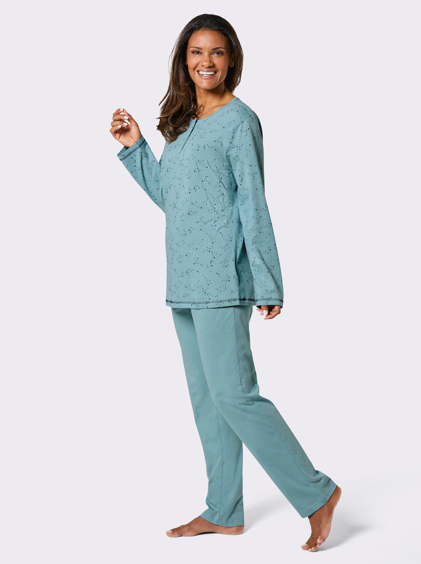 Comtessa Schlafanzug mit Sternbilder-Print - ozean-dunkelblau-bedruckt