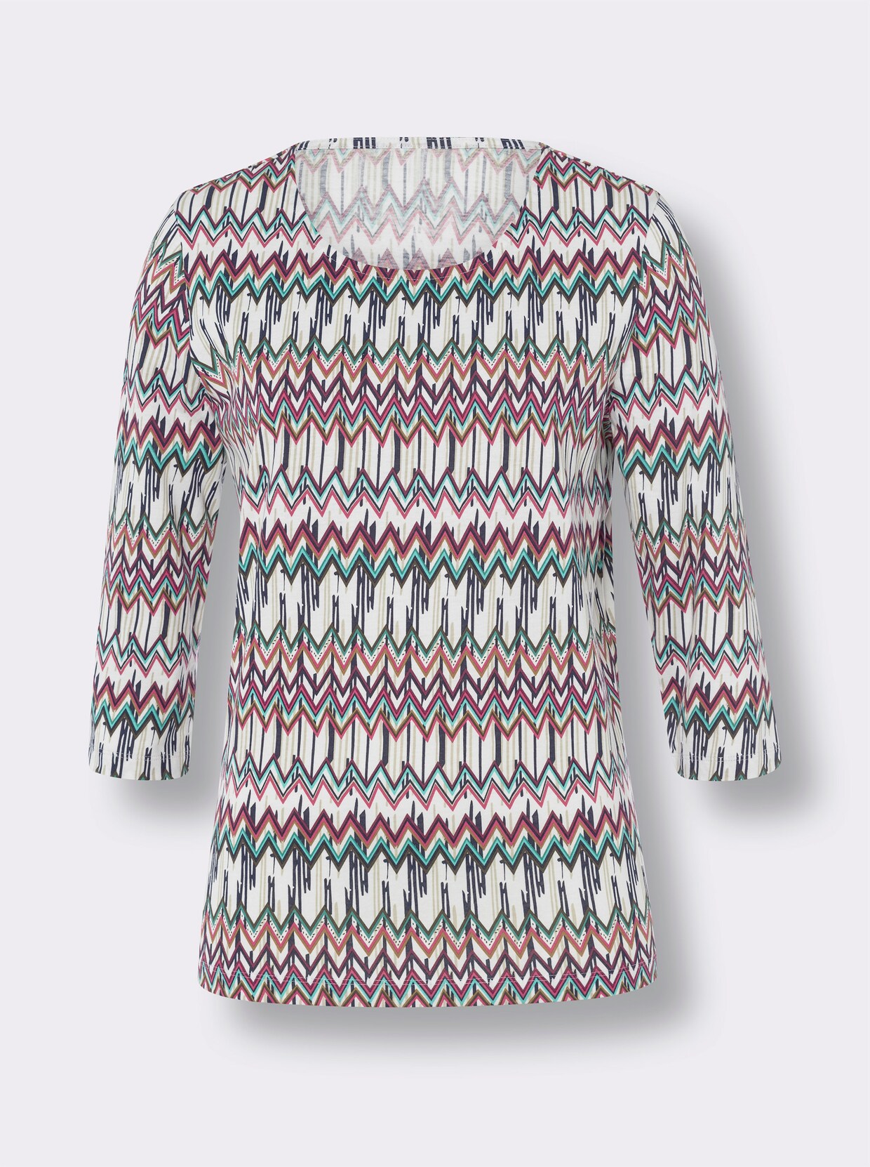 Shirt met 3/4-mouw - ecru/fuchsia geprint