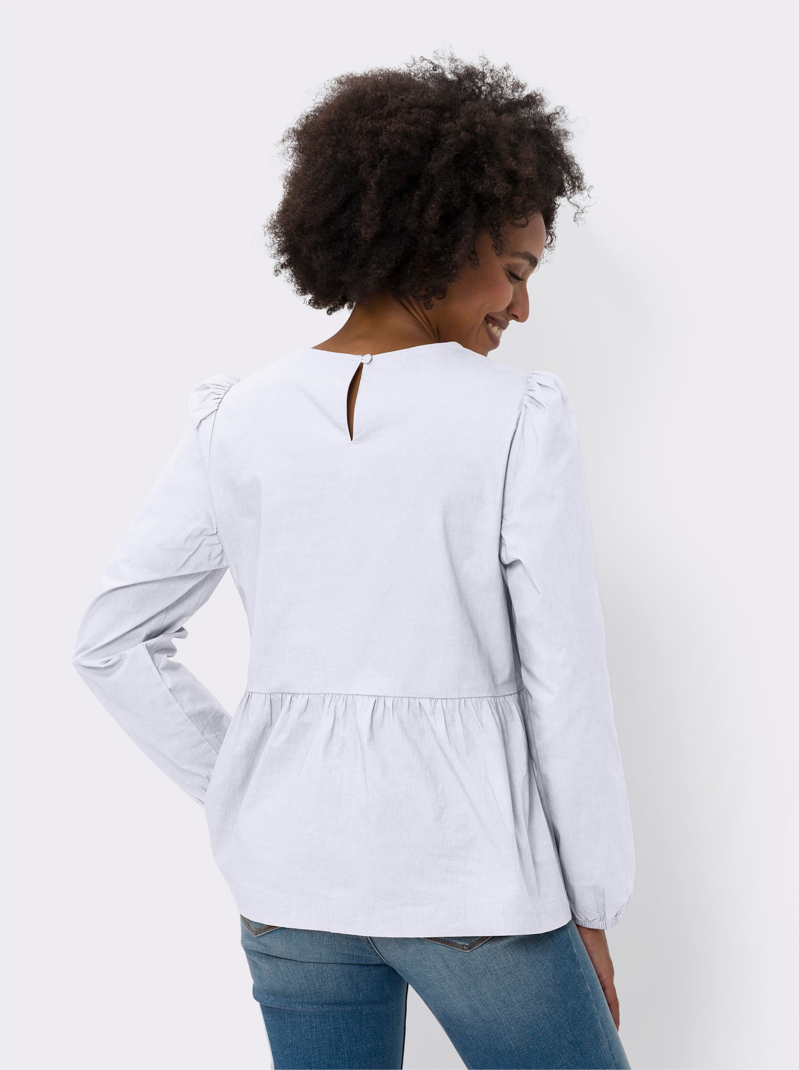 heine Schlupf-Bluse mit Ballonärmeln - weiß