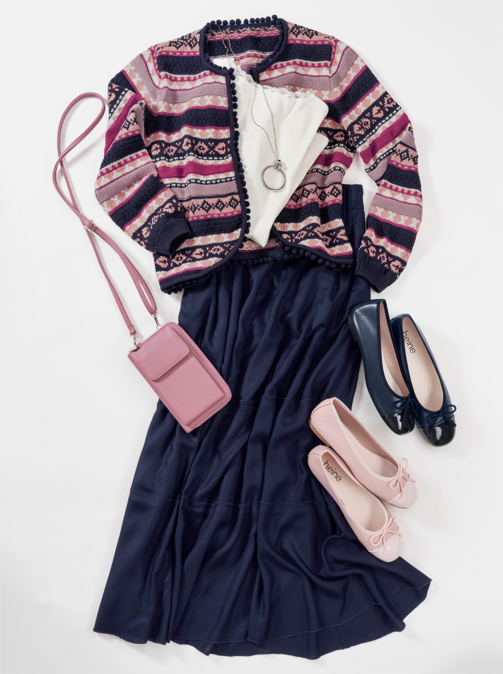 Kjol med resår med viskosfoder - marin