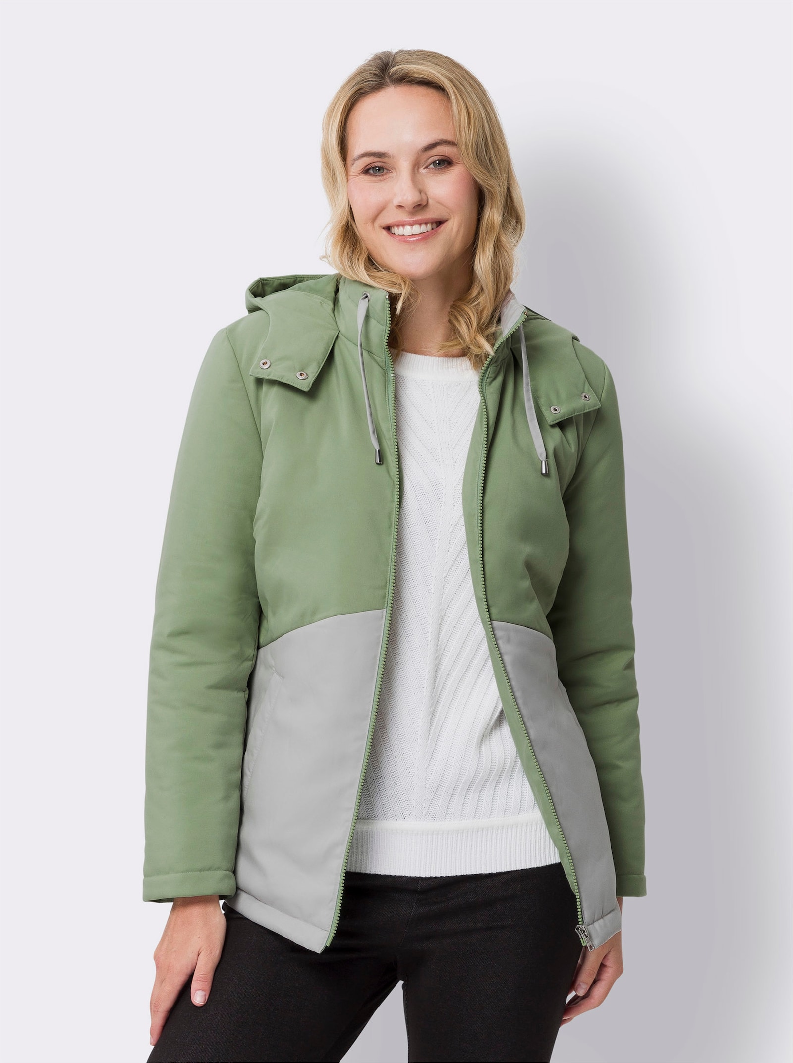 Jack met colourblocking - eucalyptus/lichtgrijs