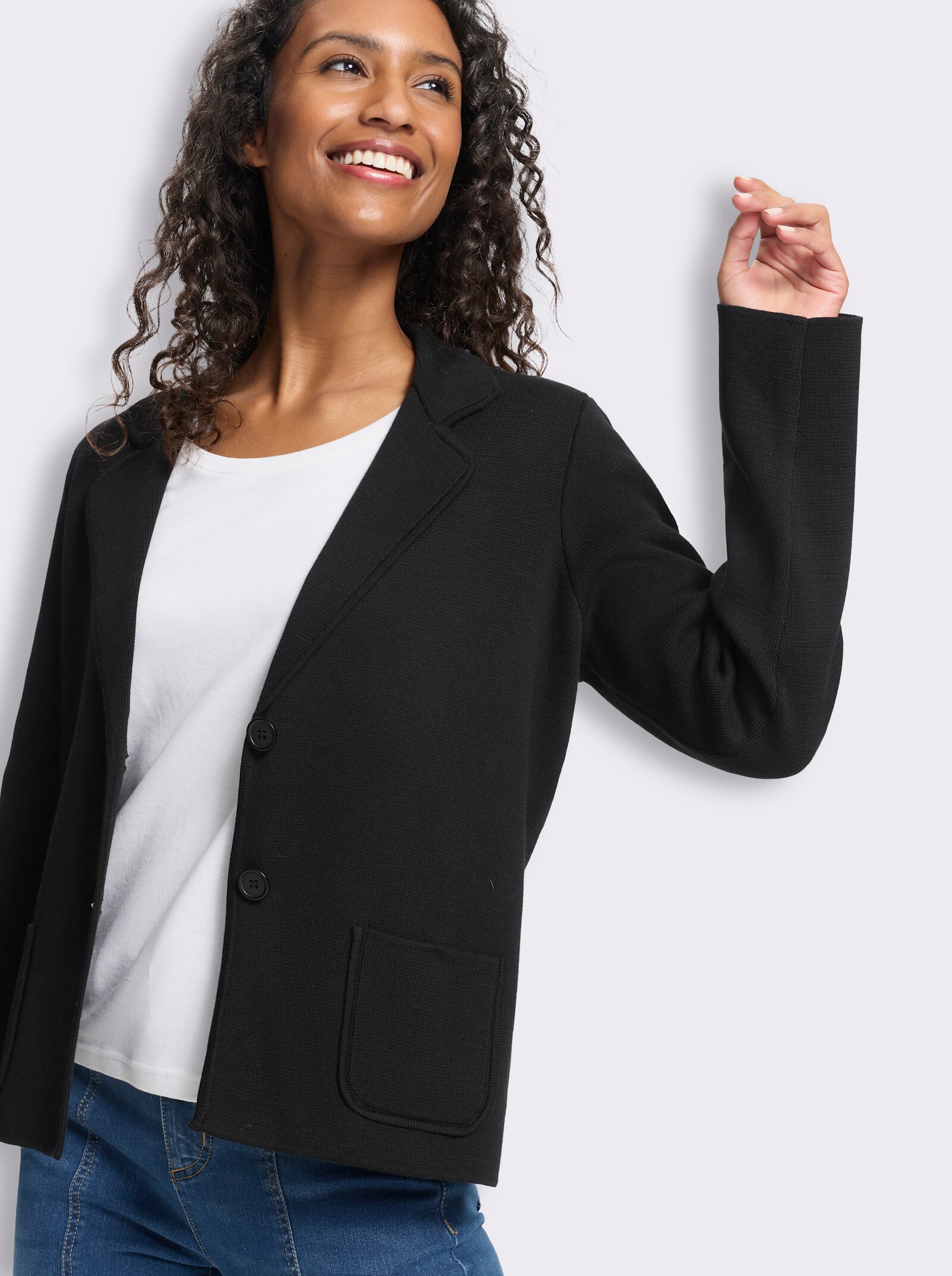heine Strickblazer mit Taschen - schwarz
