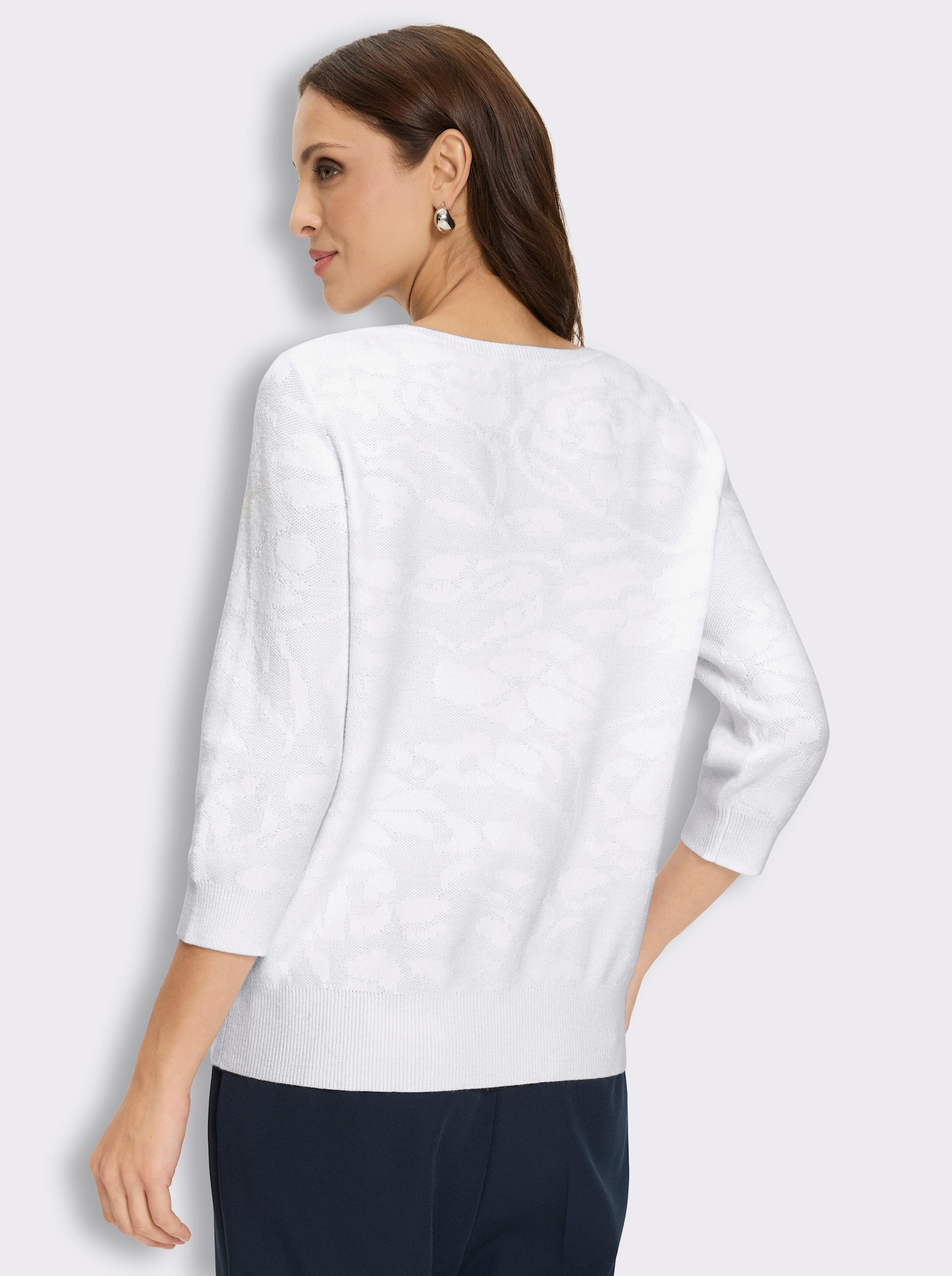 Jacquard-Pullover im Viskose-Mix - ecru