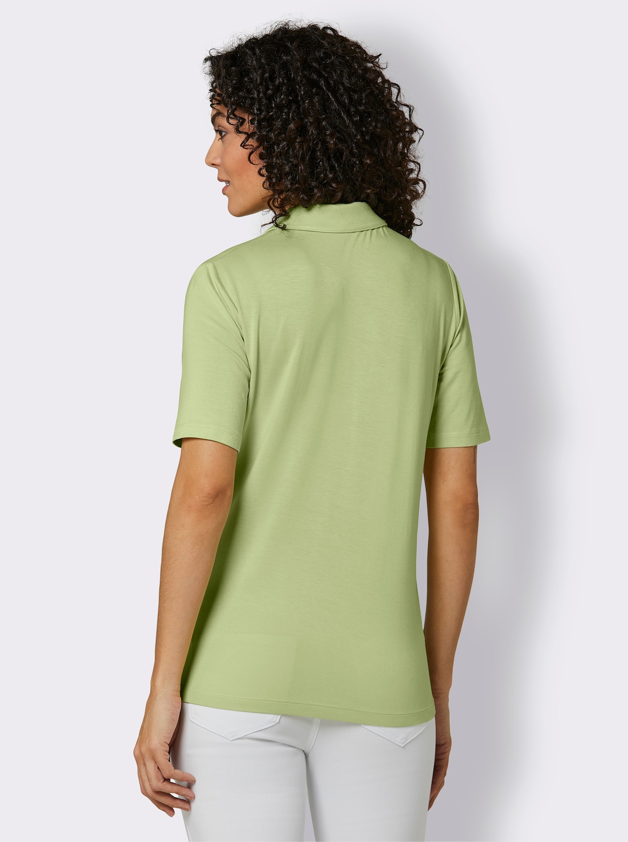 CREATION L PREMIUM Poloshirt van hoogwaardig viscose - pistache