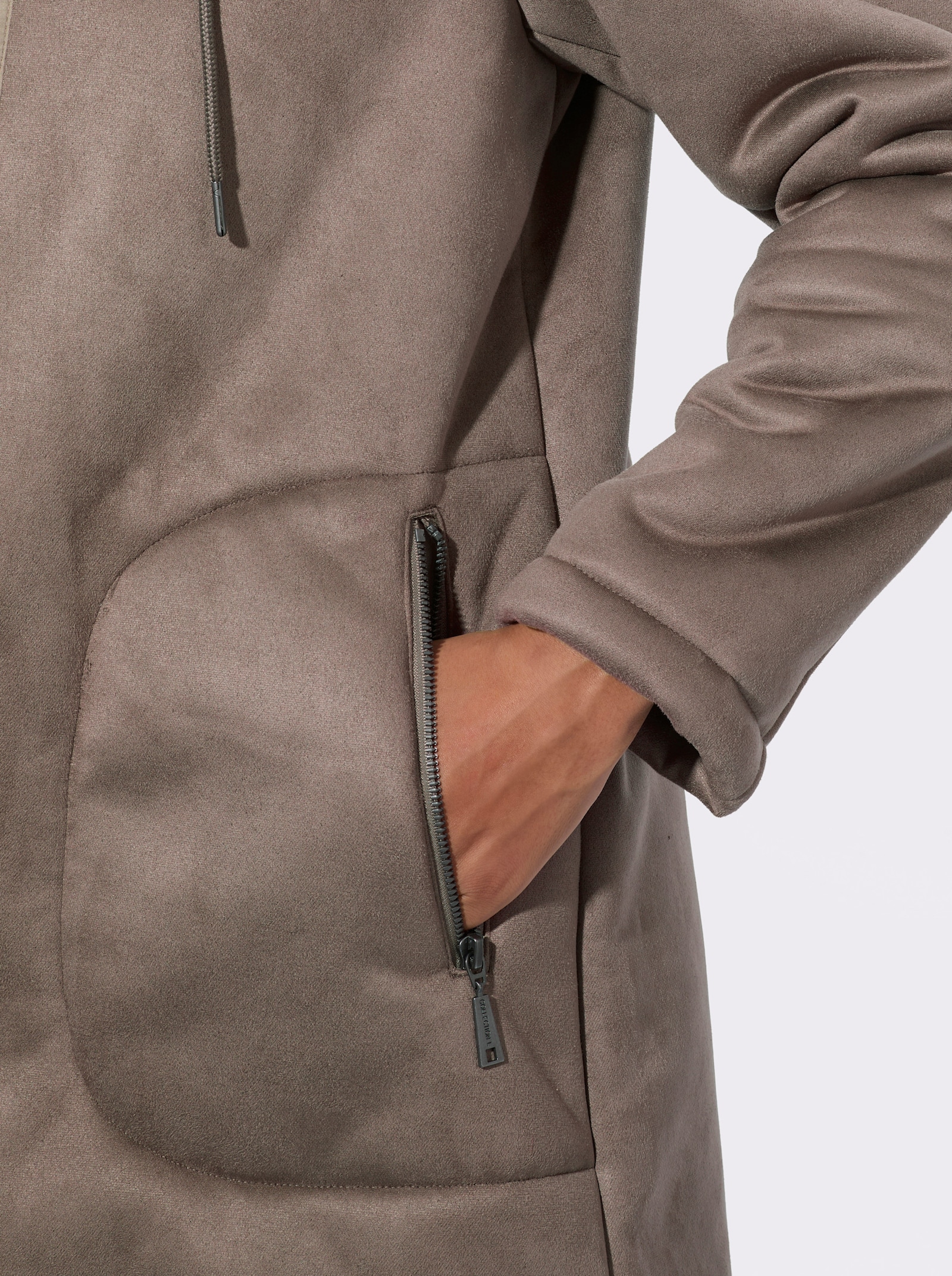 Outdoorjacke in Lammfelloptik - taupe