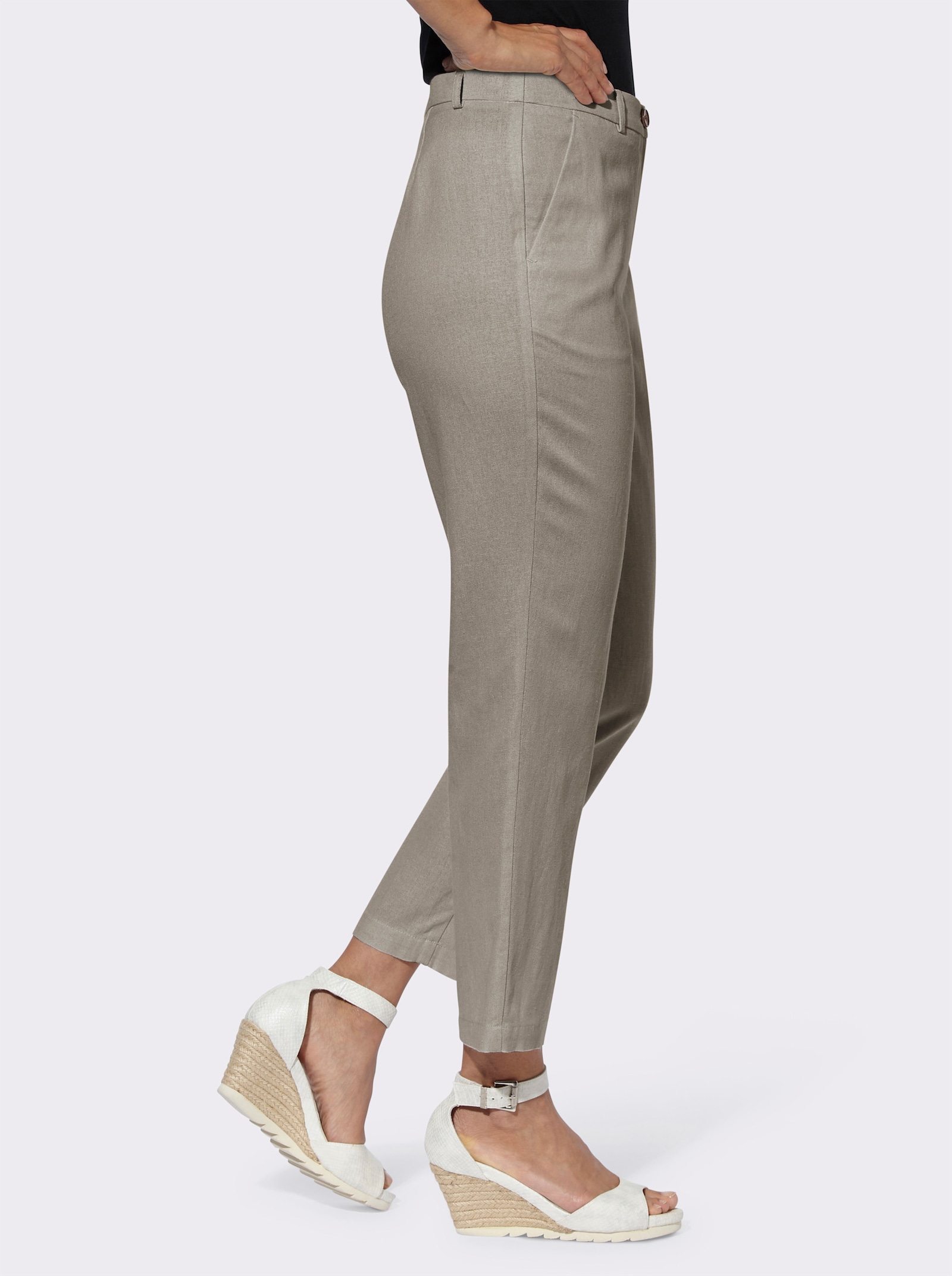 Leinenhose mit Jacquard-Muster - schlamm