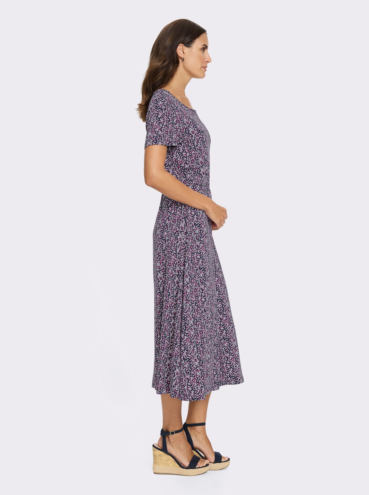 Jerseykleid - marine-orchidee-bedruckt