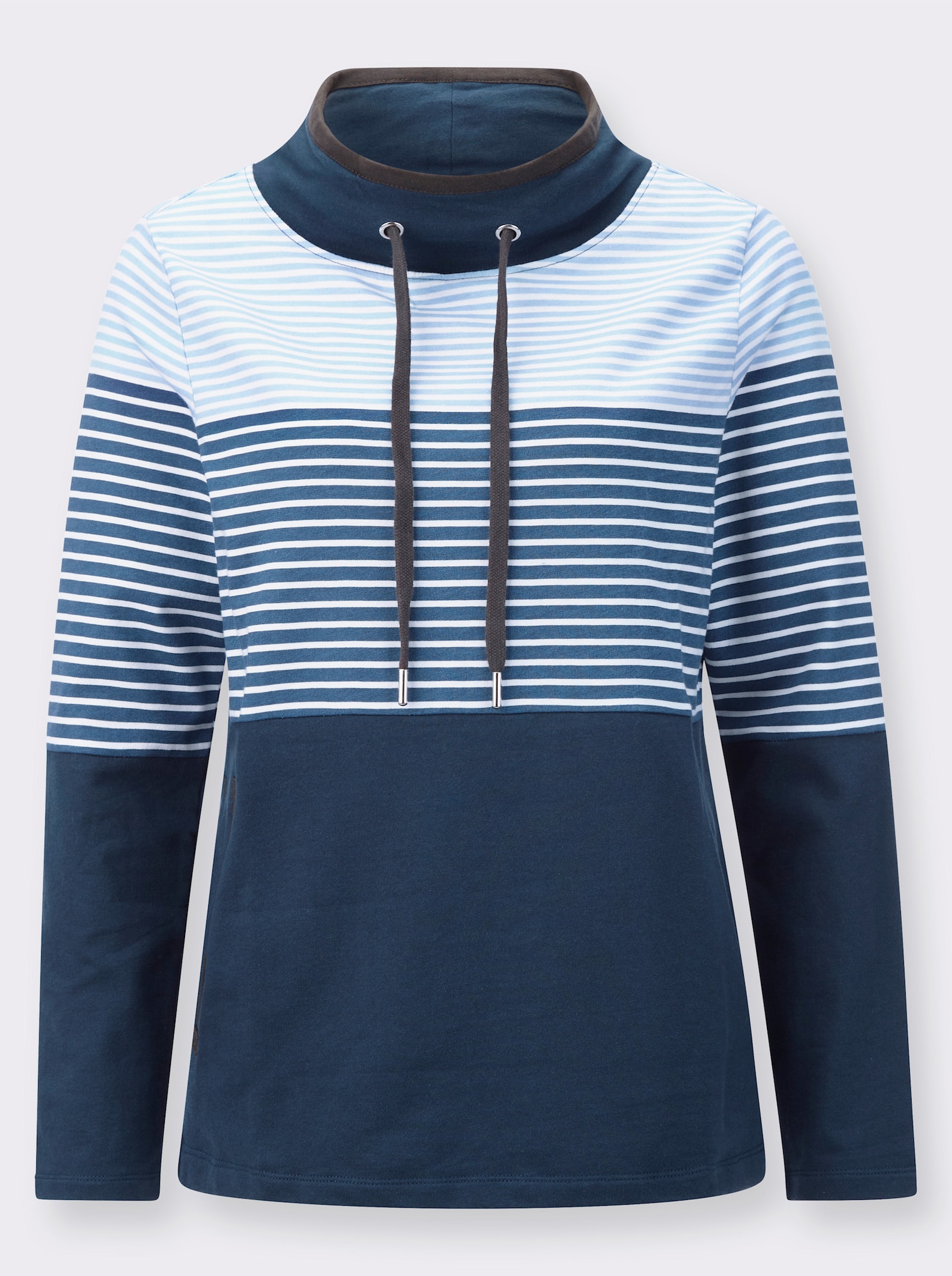 Sweatshirt mit Taschen - jeansblau-ecru-geringelt