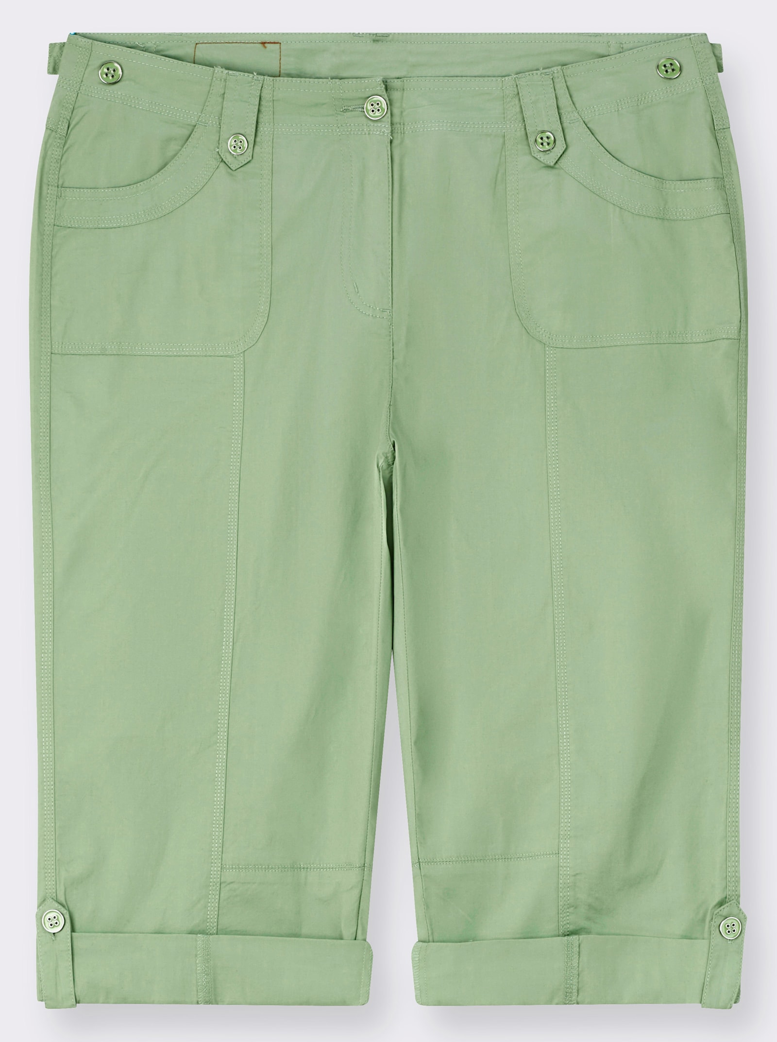 Caprihose mit verstellbarem Bund - eucalyptus