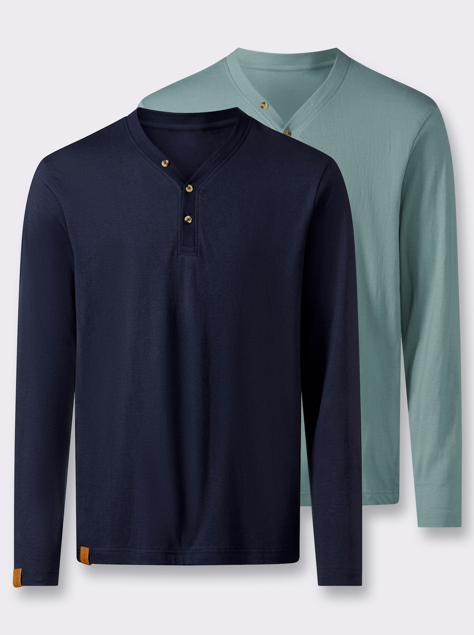 Langarmshirt im Doppelpack - marine + jade