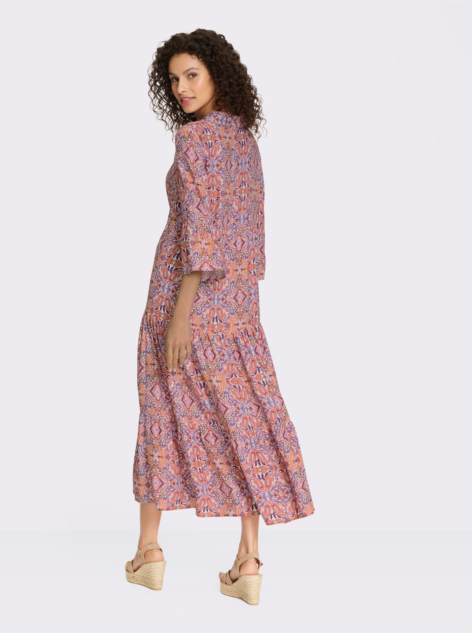 heine Stufenkleid mit Floral-Print - ecru-rosé-bedruckt